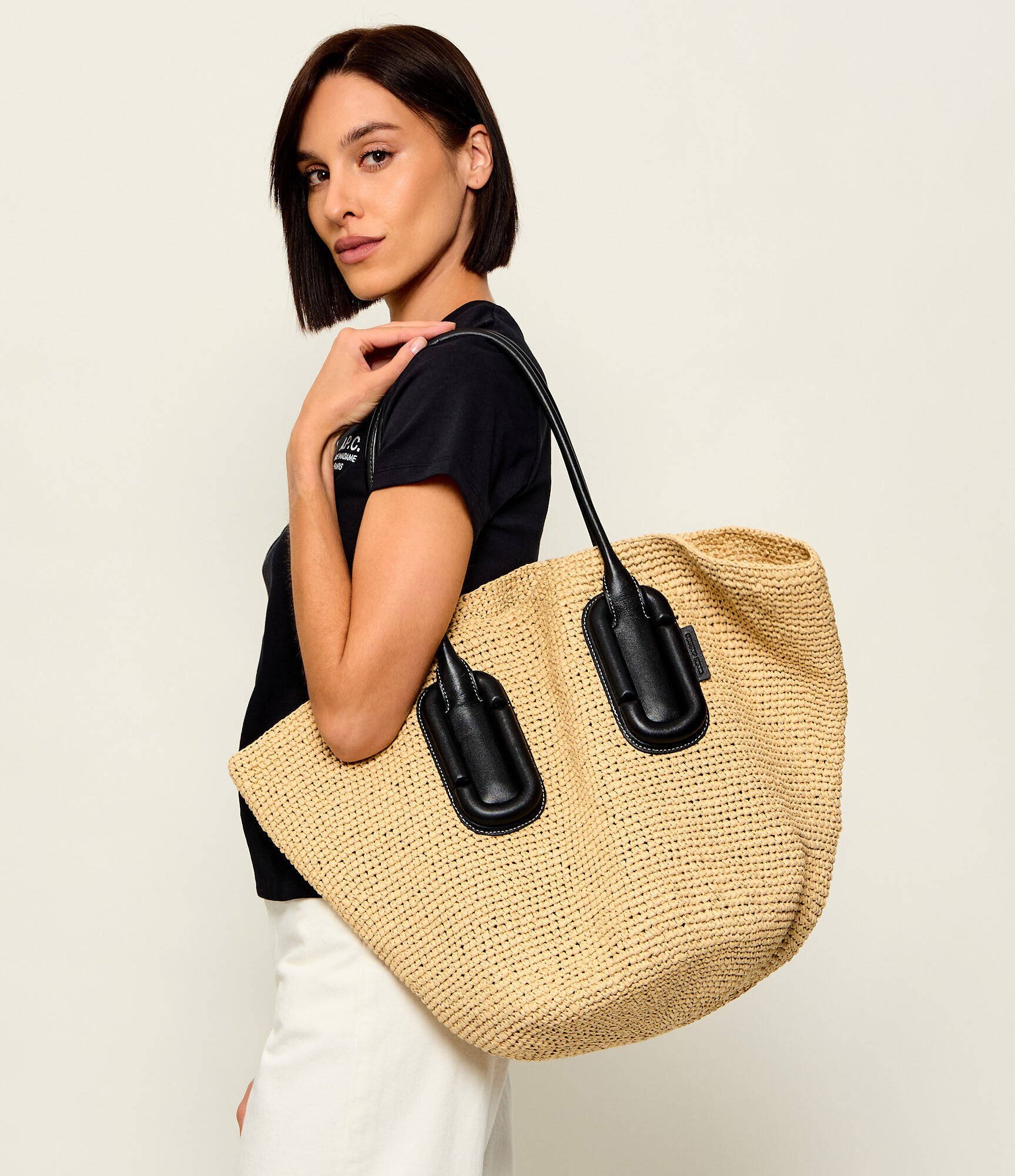 MARC JACOBS Geantă shopper + borsetă Babe Ttote In Wowen cu adaos de piele