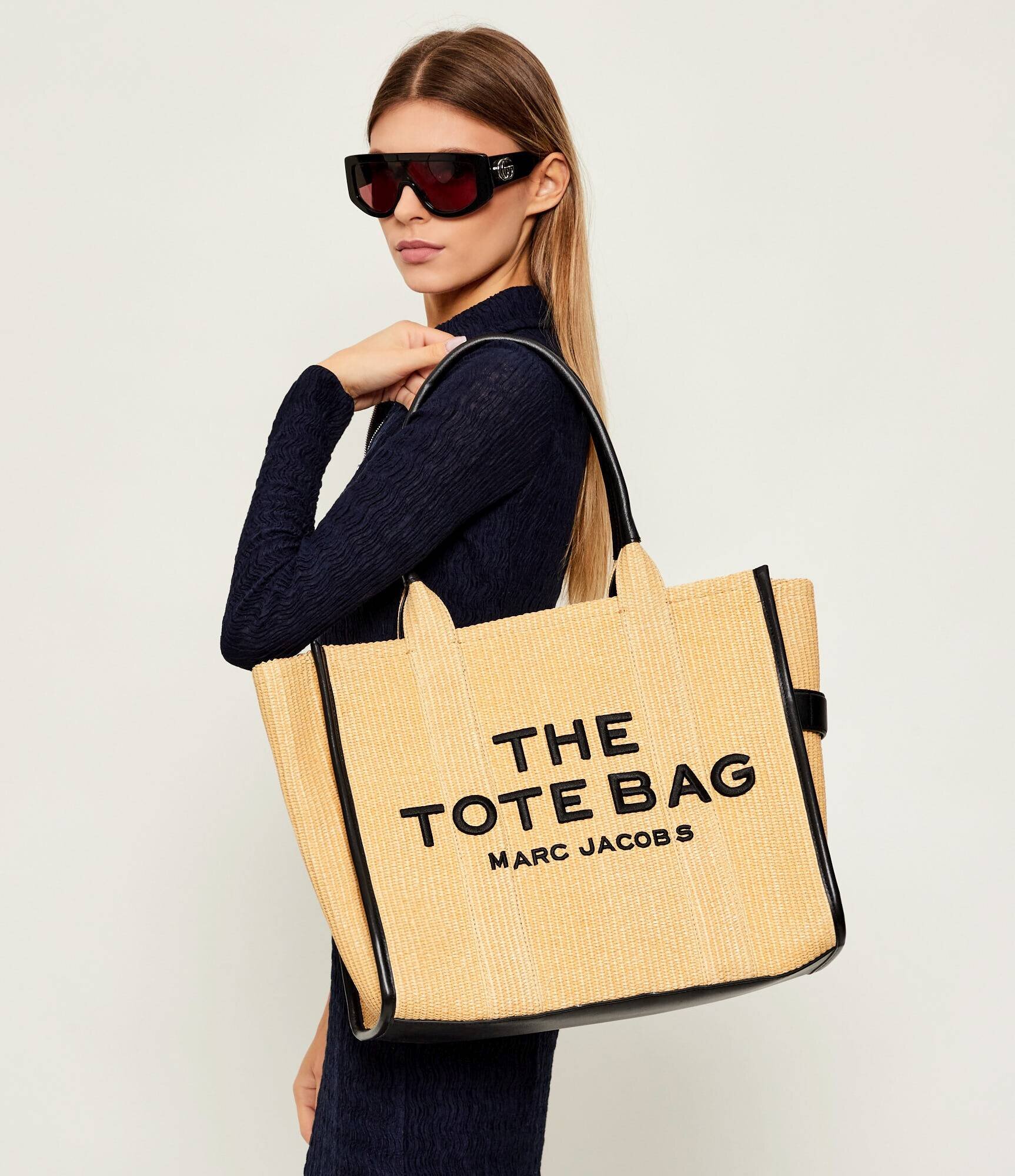 MARC JACOBS Geantă shopper THE LARGE TOTE cu adaos de piele