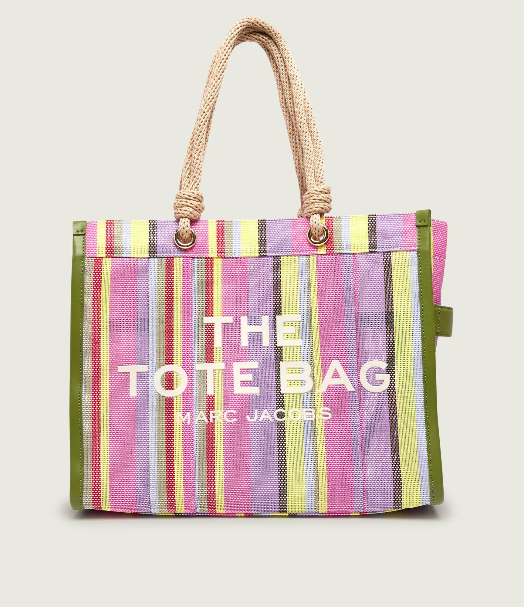 MARC JACOBS Geantă shopper The Stripe Mesh Large Tote Bag cu adaos de piele
