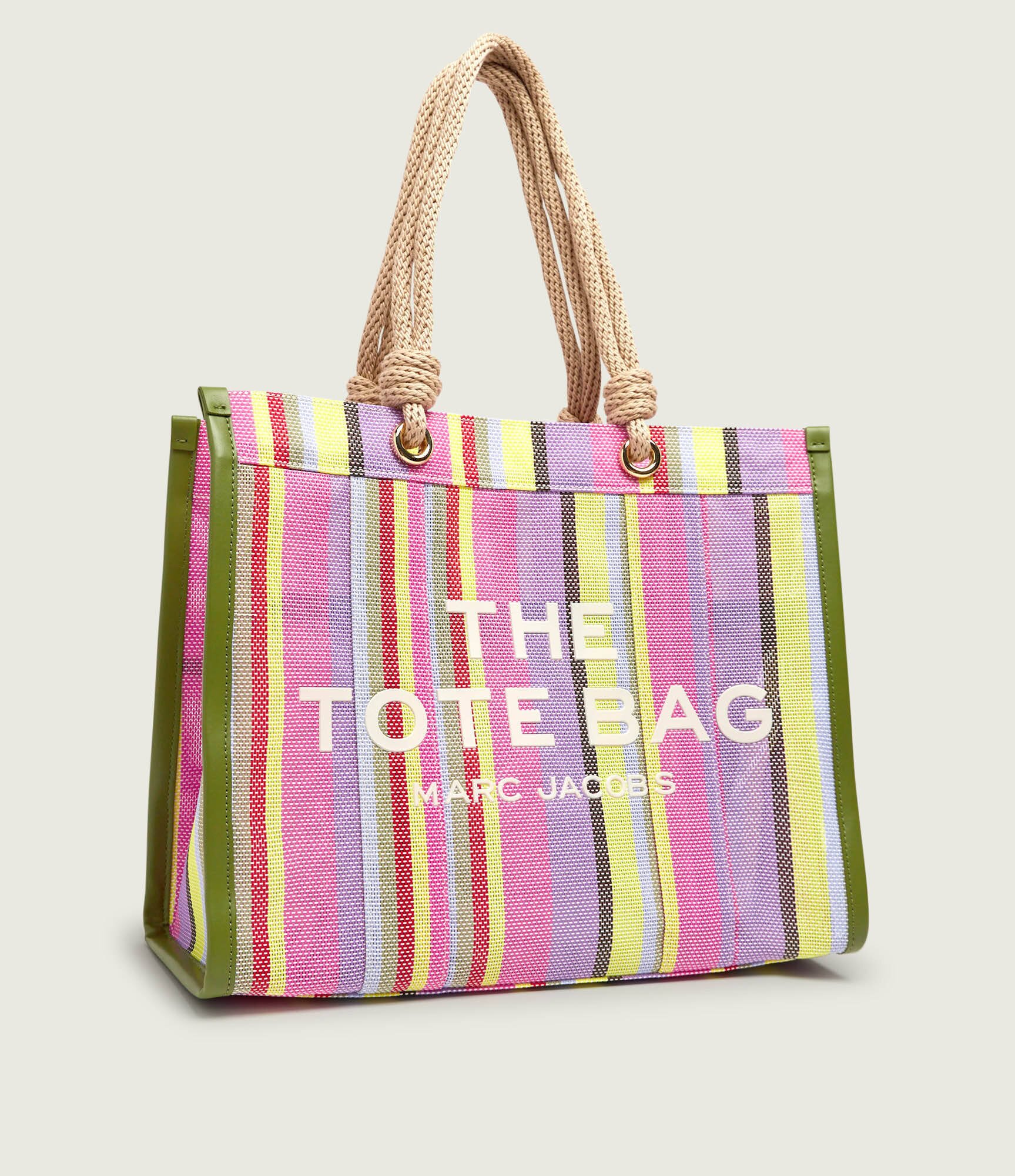 MARC JACOBS Geantă shopper The Stripe Mesh Large Tote Bag cu adaos de piele