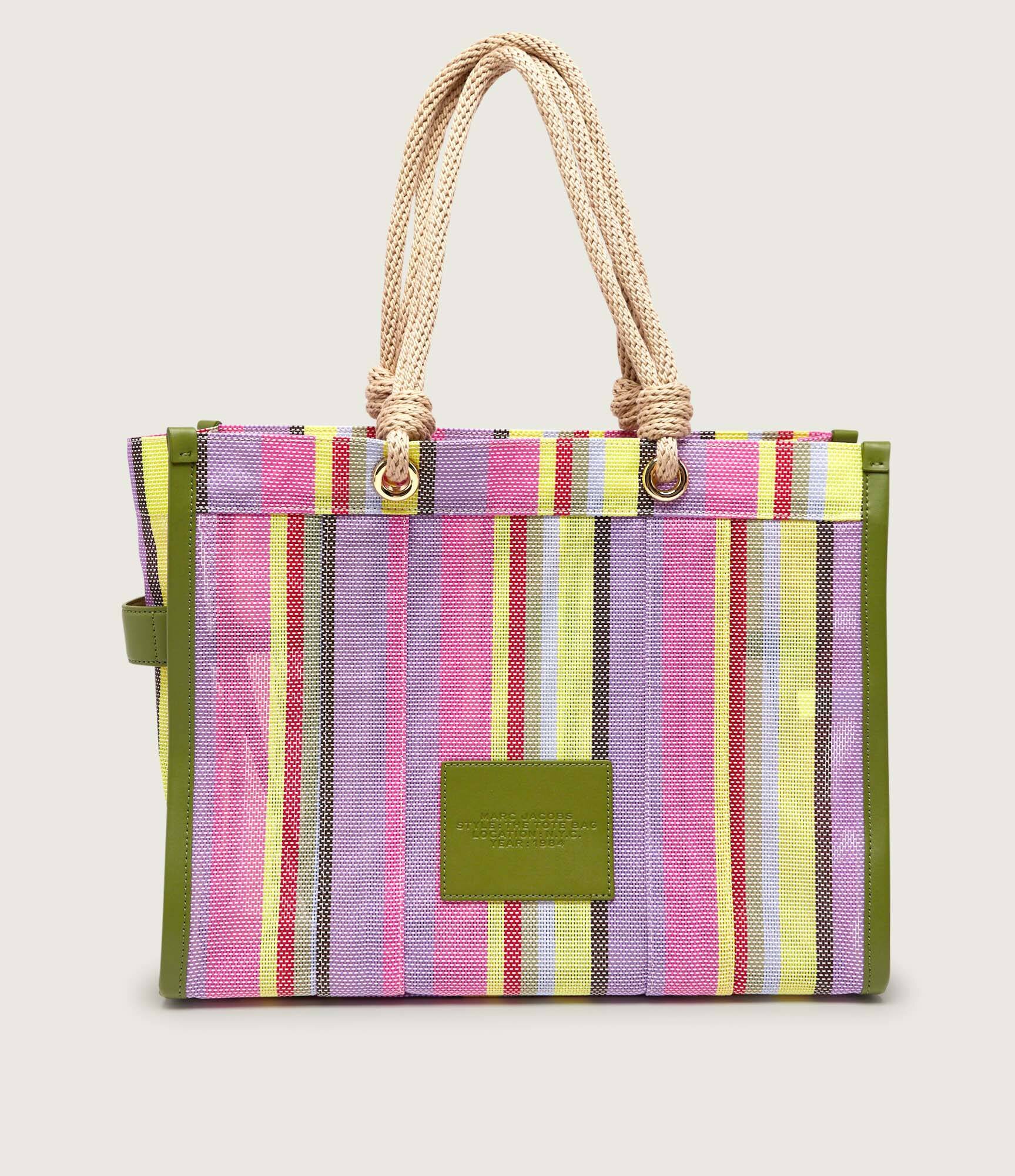 MARC JACOBS Geantă shopper The Stripe Mesh Large Tote Bag cu adaos de piele