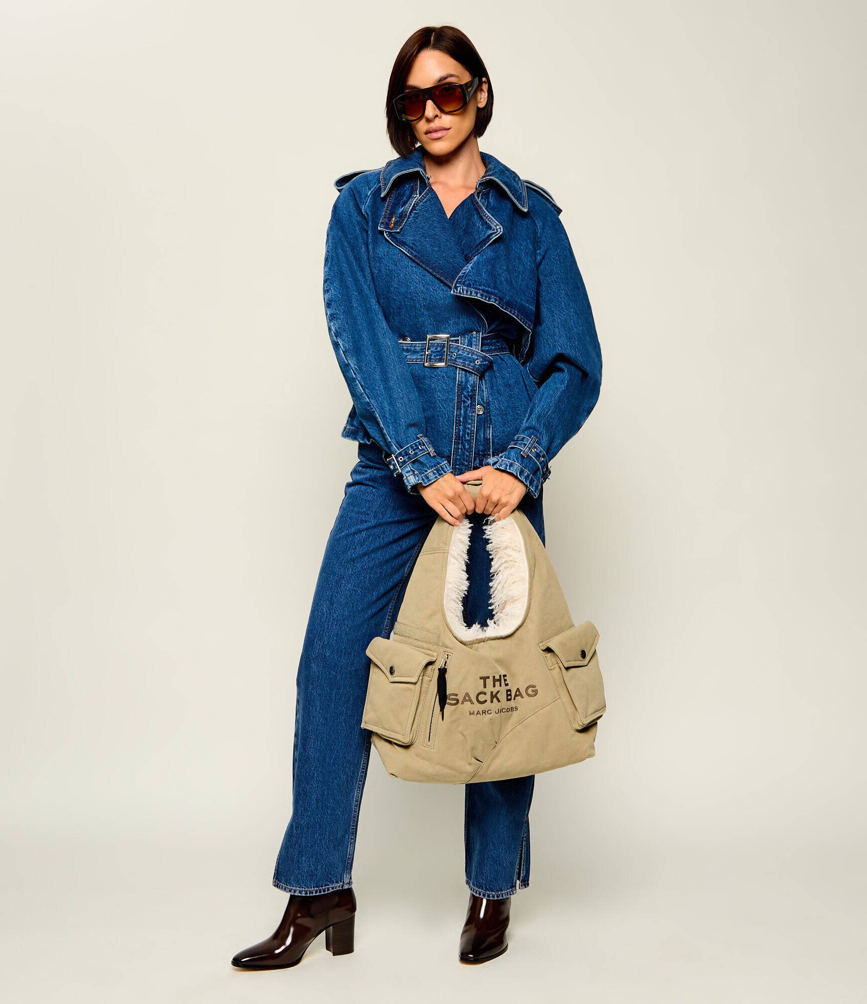 MARC JACOBS Hobo Sack Bag In Cargo Fur Canvas | shearling