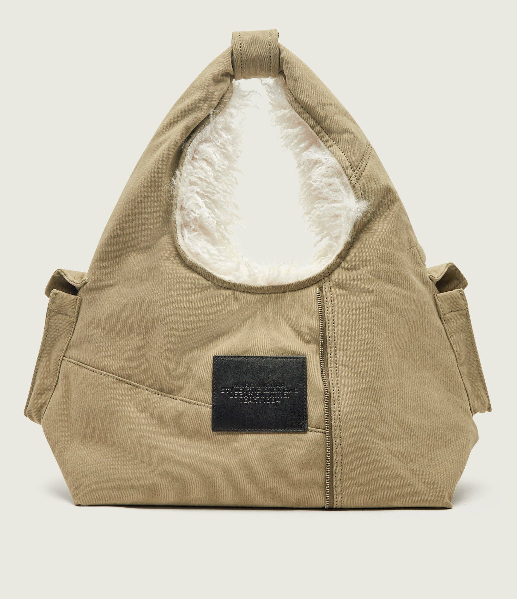 MARC JACOBS Hobo Sack Bag In Cargo Fur Canvas | shearling