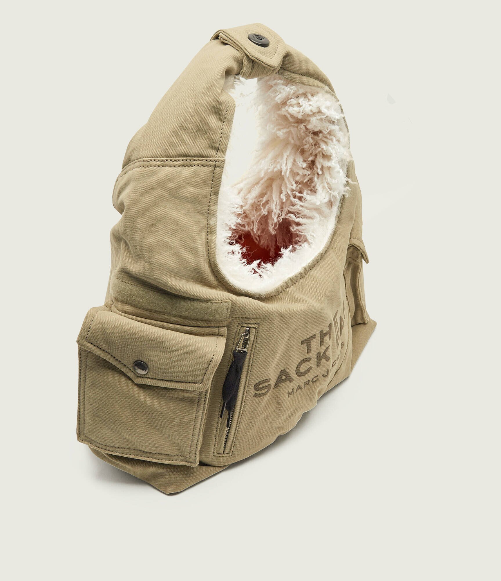 MARC JACOBS Hobo Sack Bag In Cargo Fur Canvas | shearling