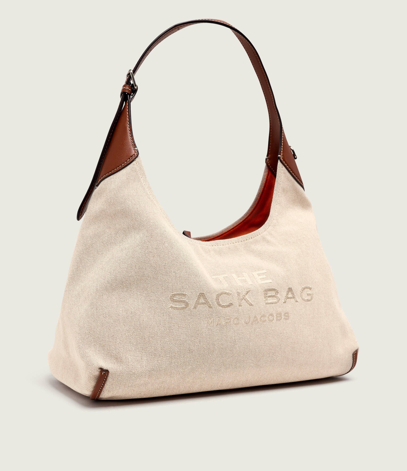 MARC JACOBS Hobo The Leather-Trim Canvas Belted Sack Bag cu adaos de piele