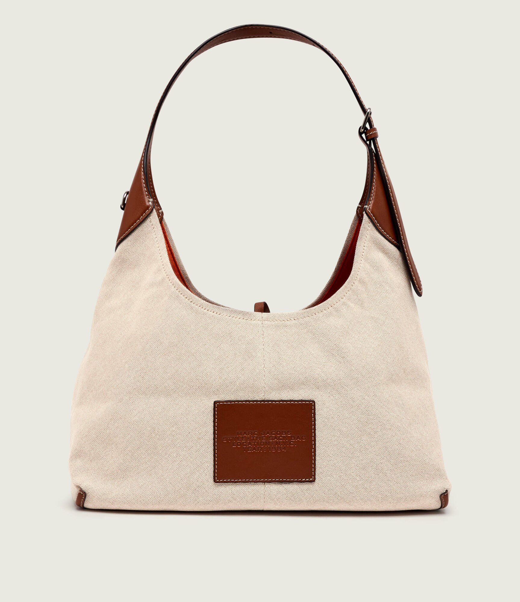 MARC JACOBS Hobo The Leather-Trim Canvas Belted Sack Bag cu adaos de piele