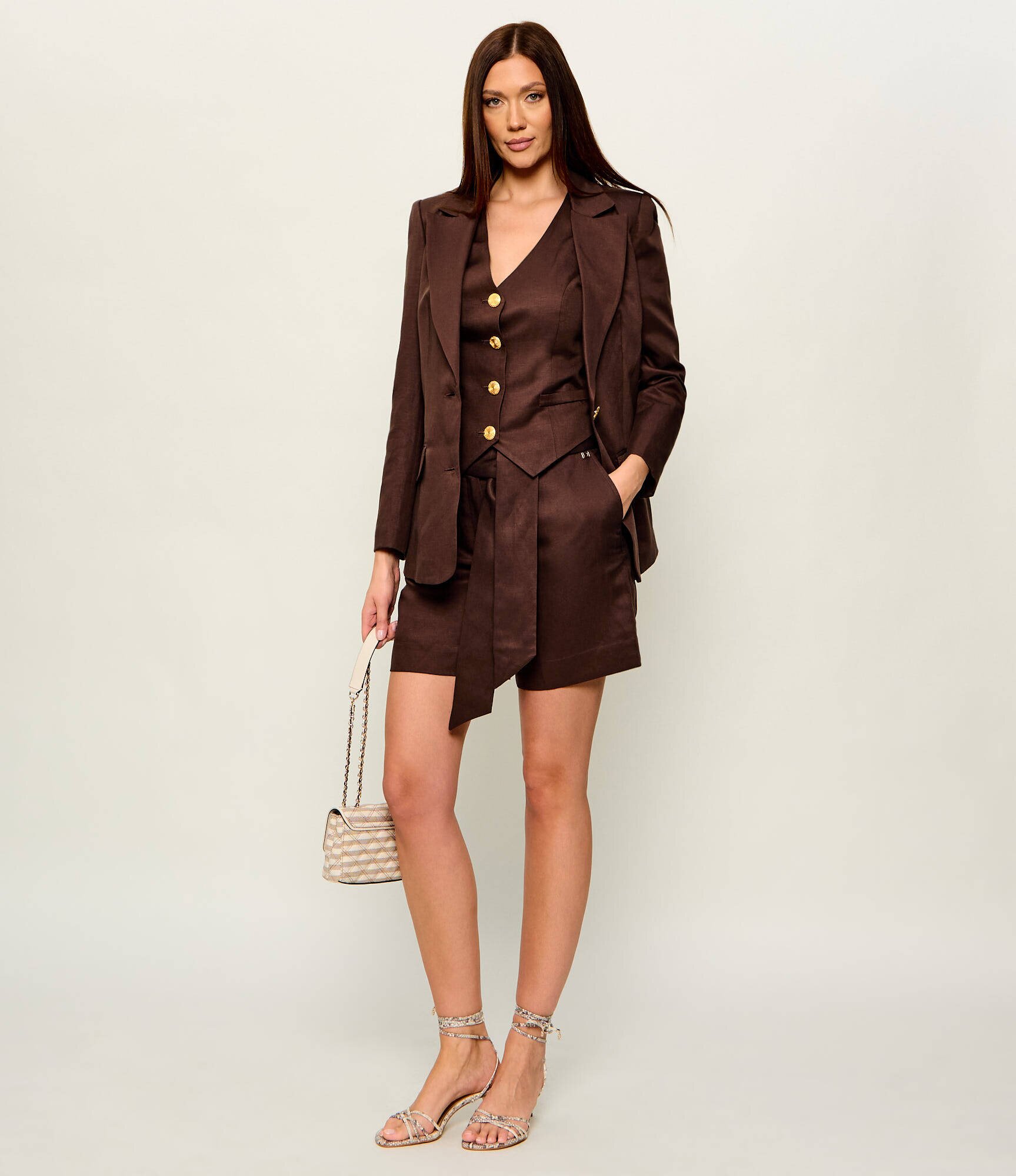 Marciano Guess Pantaloni scurți + curea Jane | Regular Fit | cu adaos de in