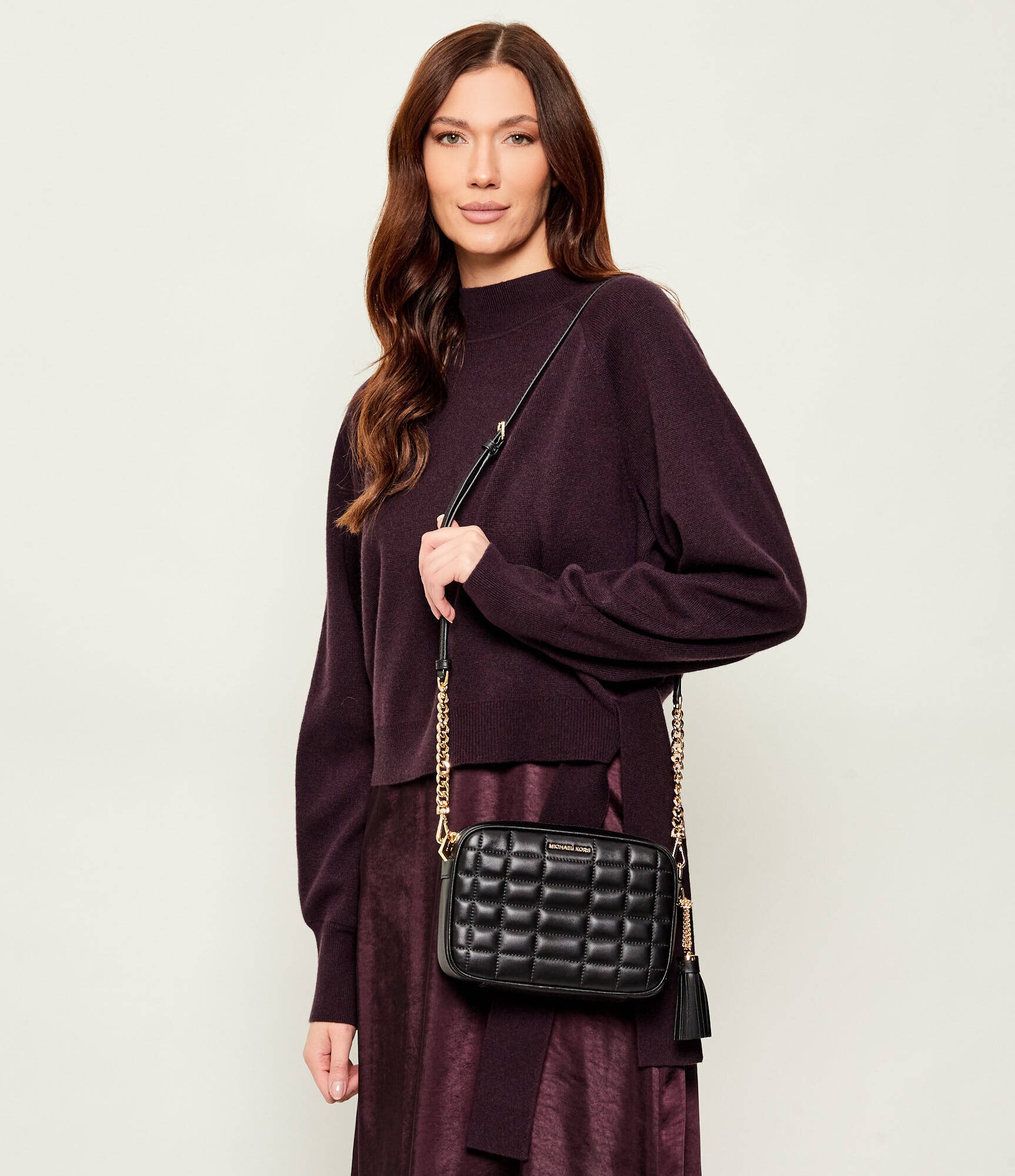 Michael Kors De piele geantă poștaș Jet Set