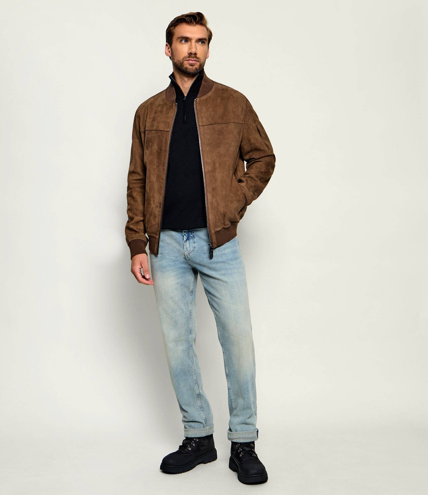 Milestone Geacă de piele bomber MSJoshua | regular fit cu adaos de lână
