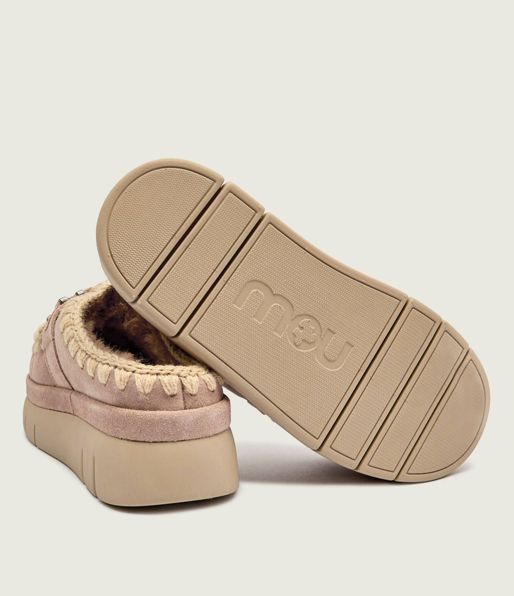 Mou Mules (încălțăminte) Bounce welt clog suede cu adaos de lână | piele întoarsă