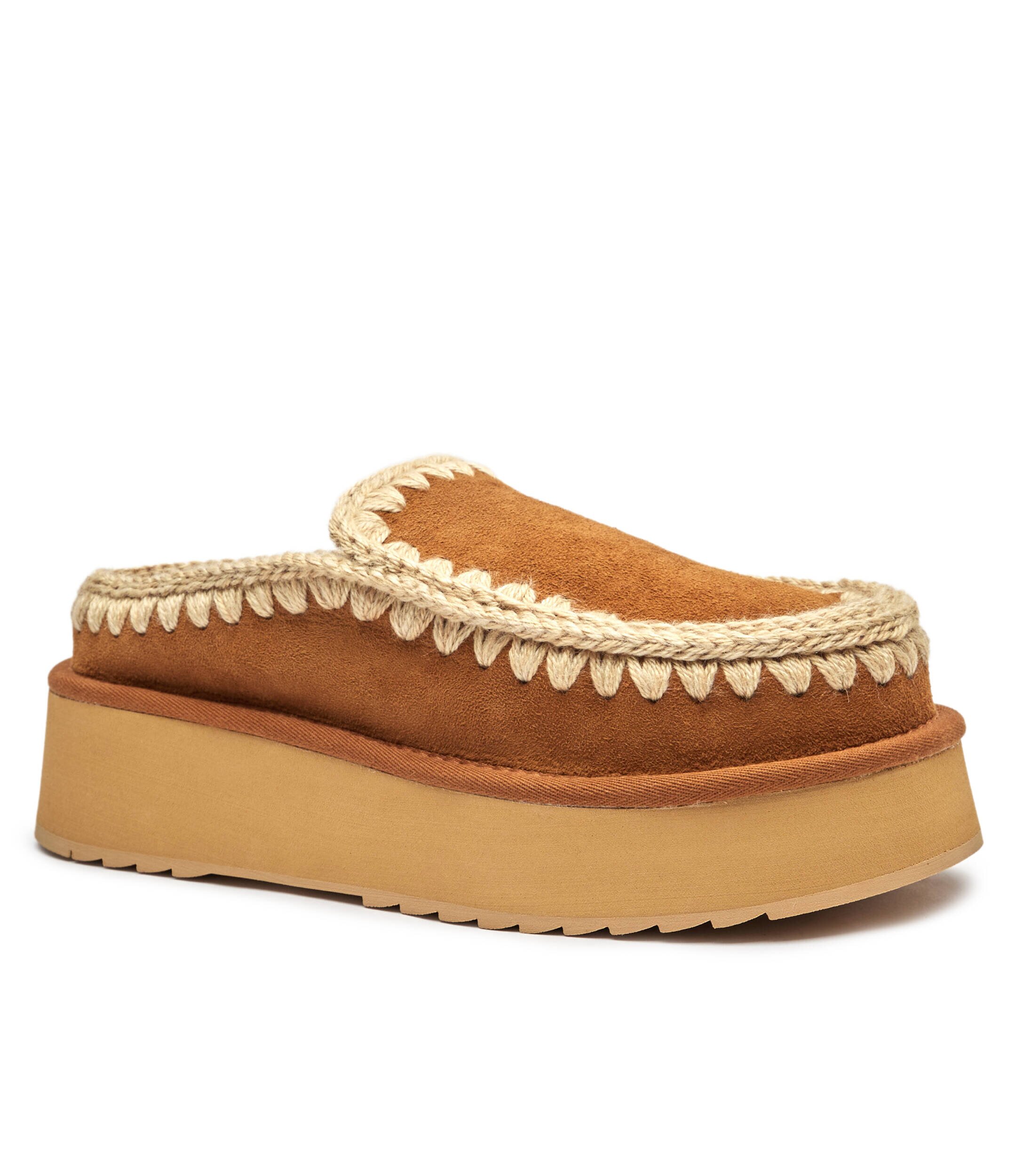Mou Mules (încălțăminte) Clog Eskimo Platform | piele întoarsă (zamsz) | cu adaos de lână