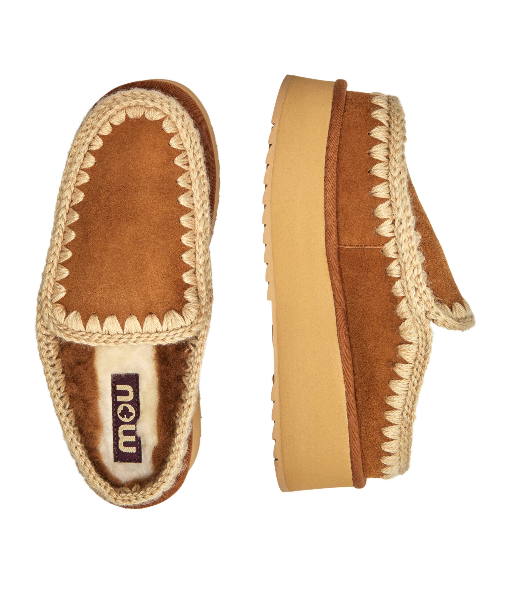 Mou Mules (încălțăminte) Clog Eskimo Platform | piele întoarsă (zamsz) | cu adaos de lână