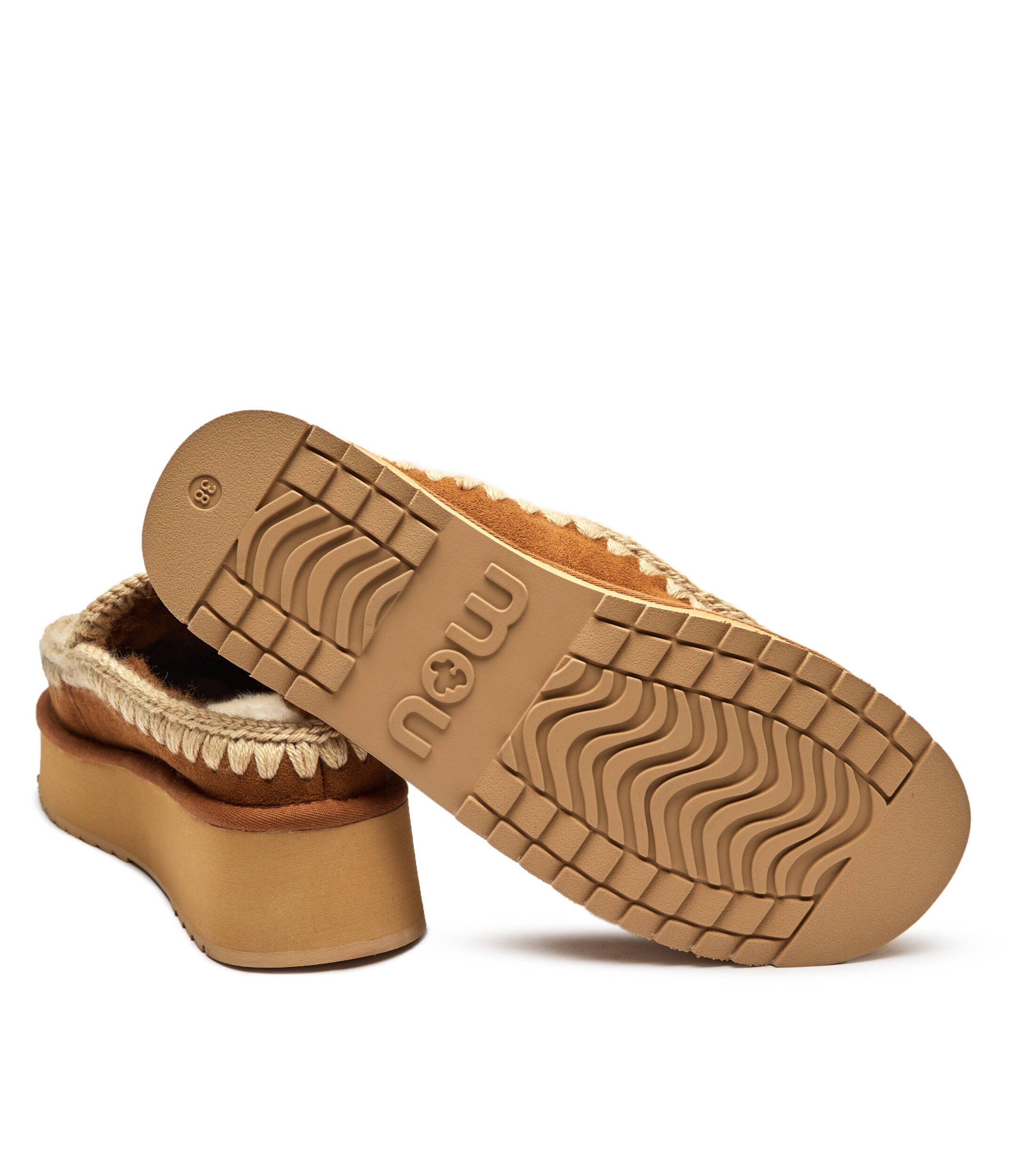 Mou Mules (încălțăminte) Clog Eskimo Platform | piele întoarsă (zamsz) | cu adaos de lână