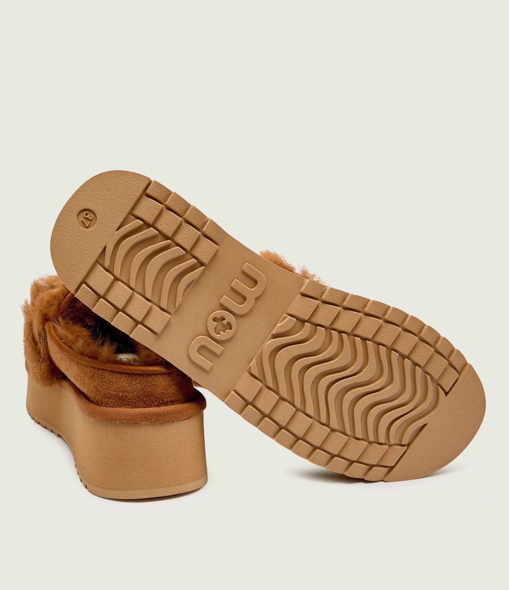 Mou Mules (încălțăminte) Platform clog - letter logo | shearling cu adaos de lână