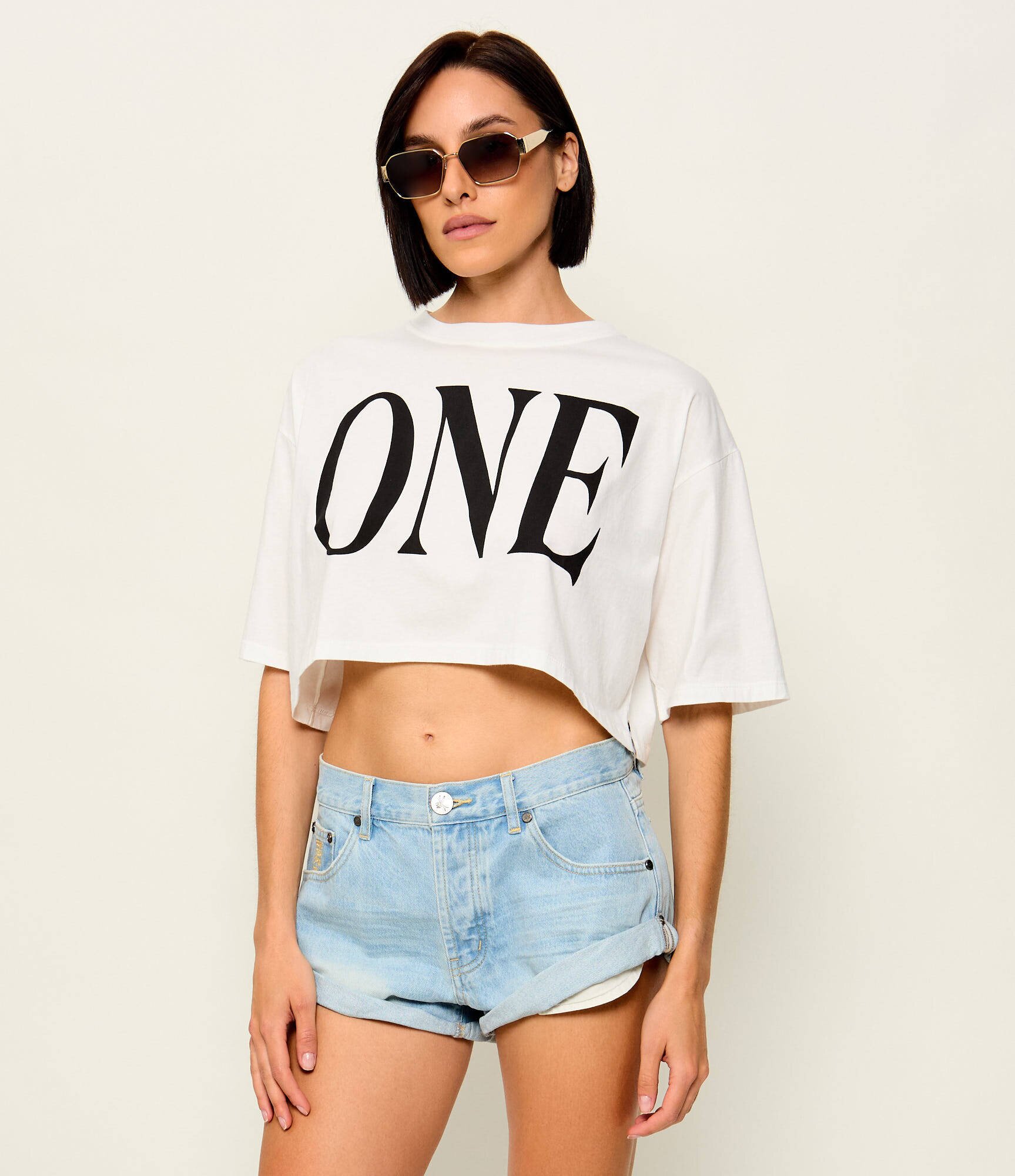 One Teaspoon Tricou One Logo Boxy Crop | Cropped Fit
