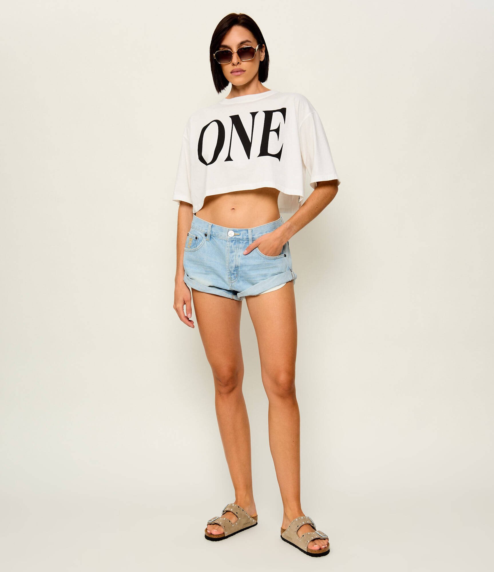One Teaspoon Tricou One Logo Boxy Crop | Cropped Fit