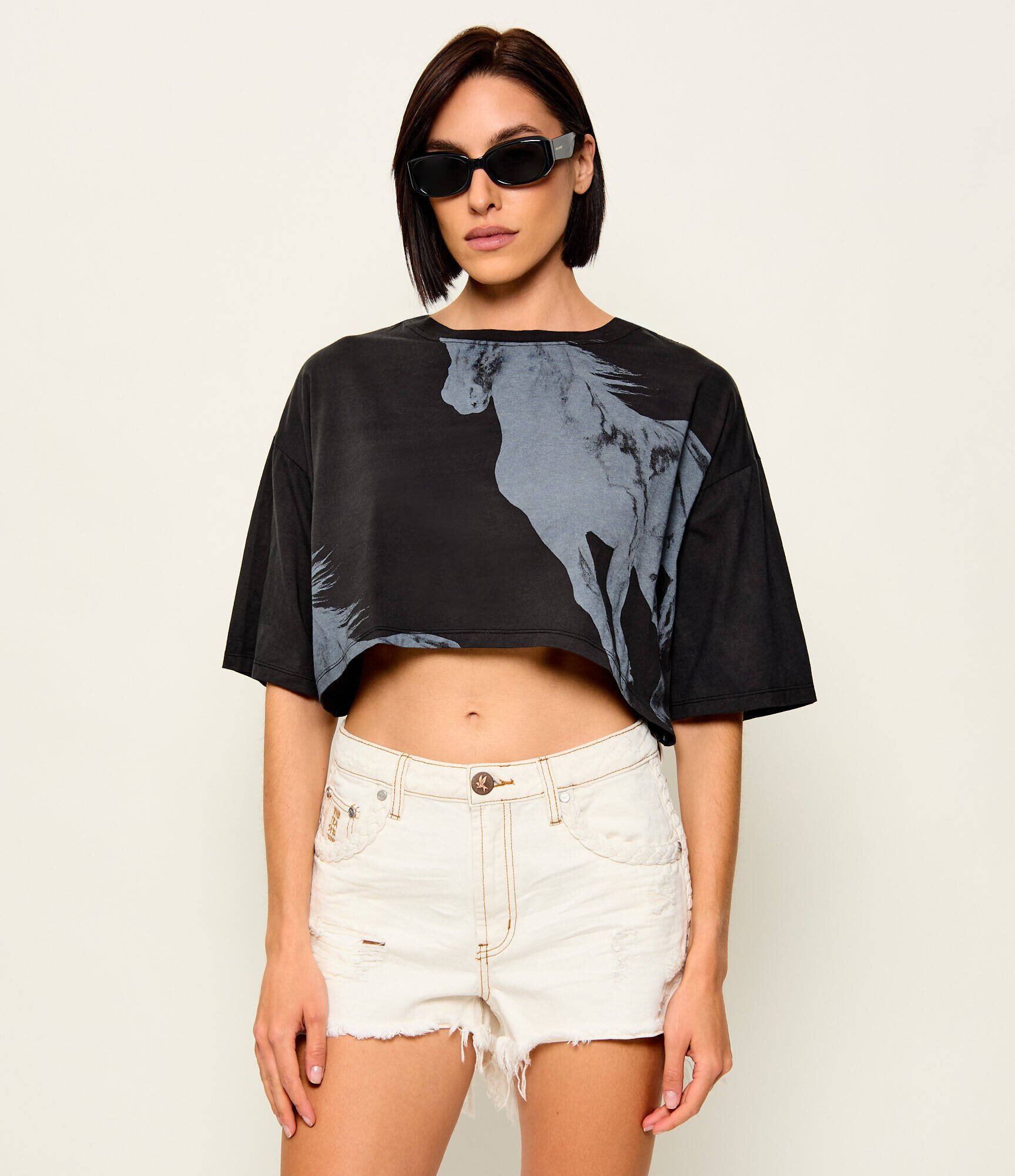 One Teaspoon Tricou Wild Horses | Cropped Fit