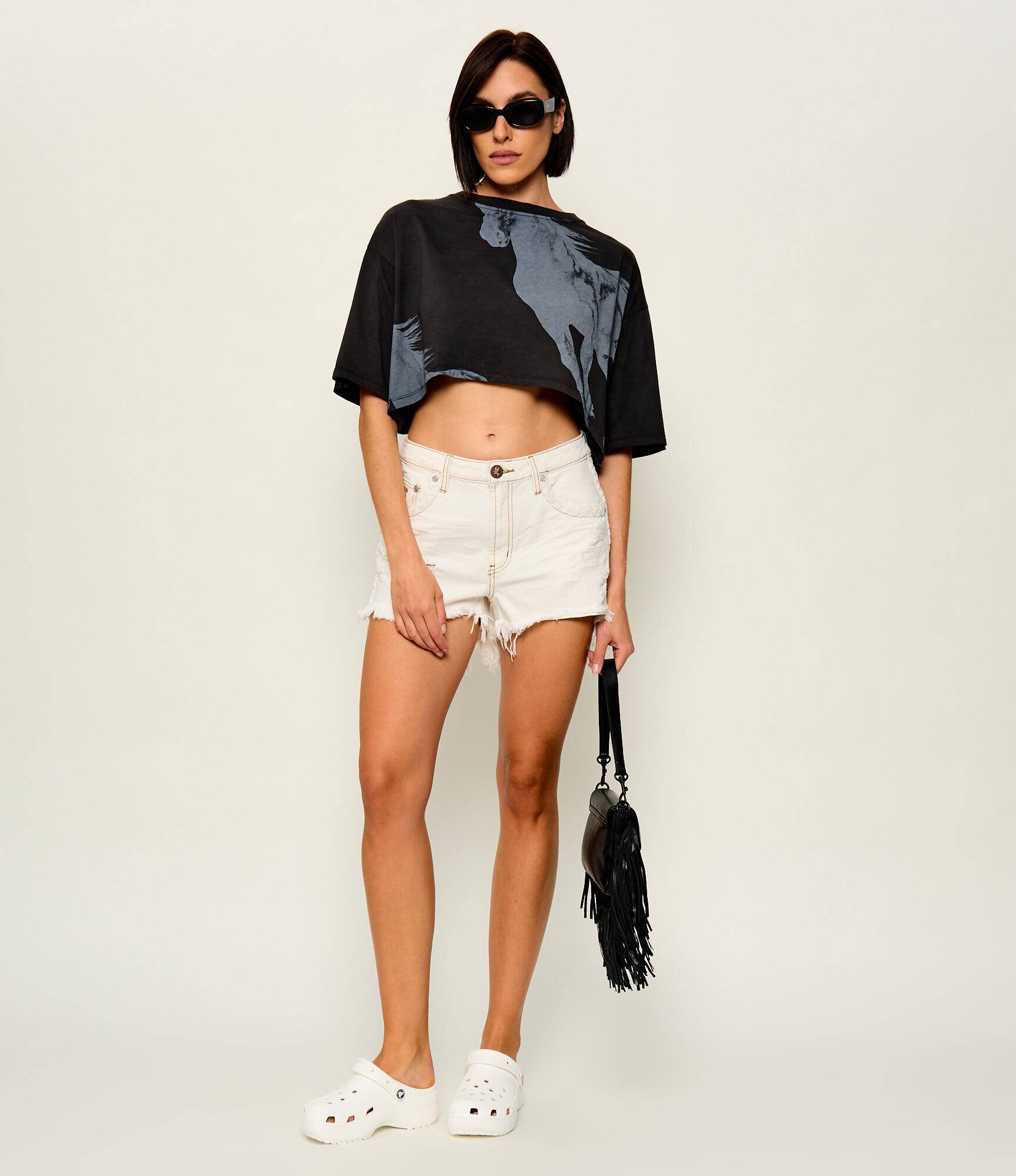 One Teaspoon Tricou Wild Horses | Cropped Fit