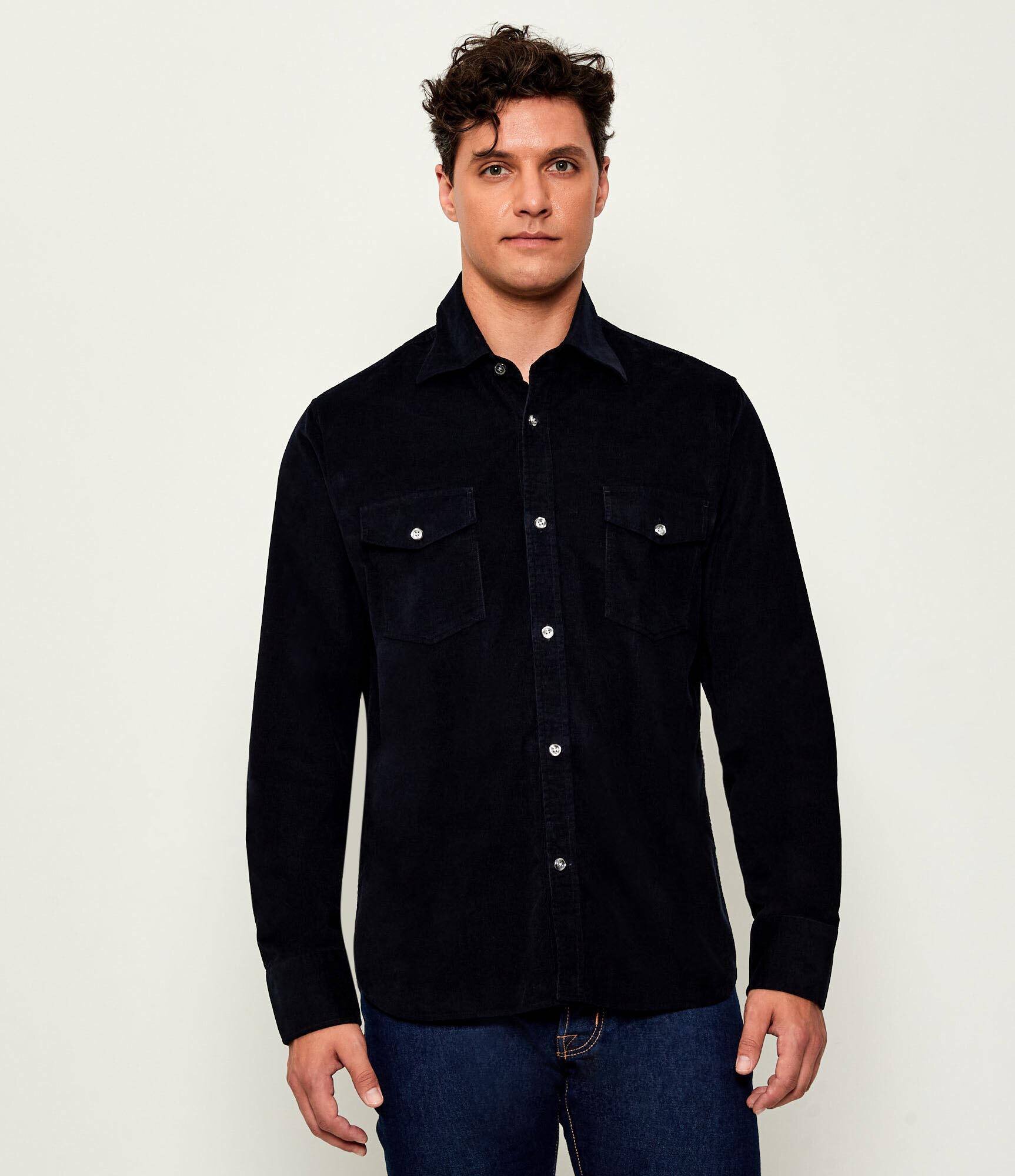 Oscar Jacobson Cămașă | Straight fit | catifea reiată