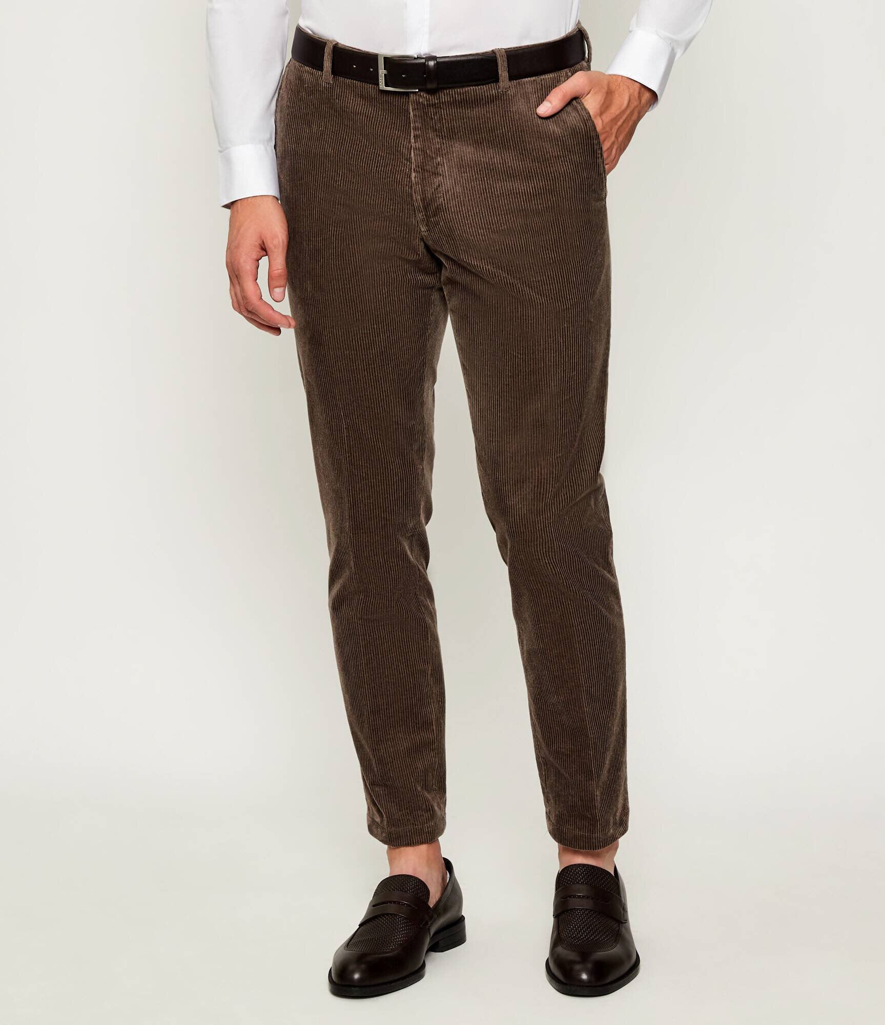 Oscar Jacobson Pantaloni Denz | Slim Fit | catifea reiată