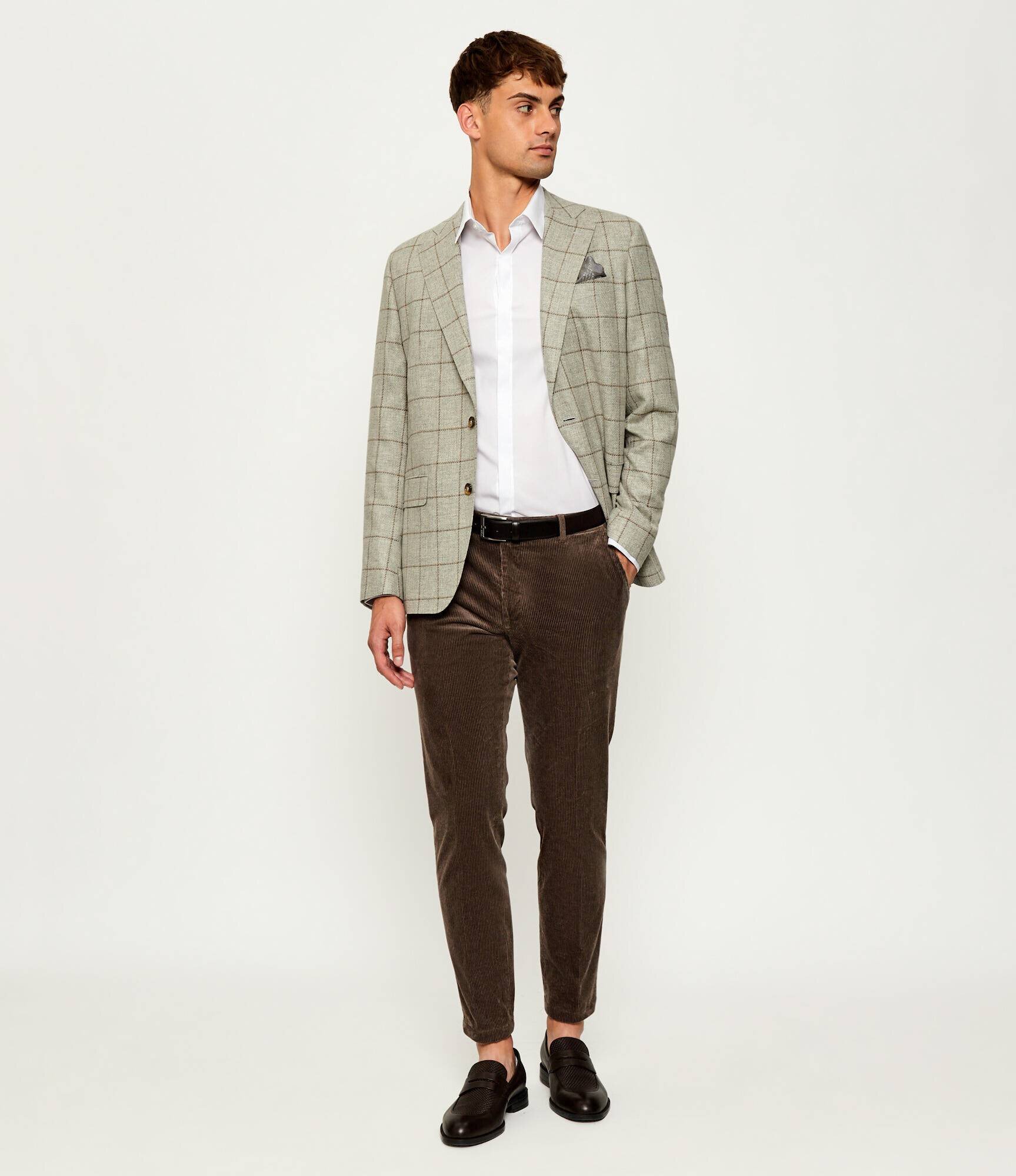 Oscar Jacobson Pantaloni Denz | Slim Fit | catifea reiată