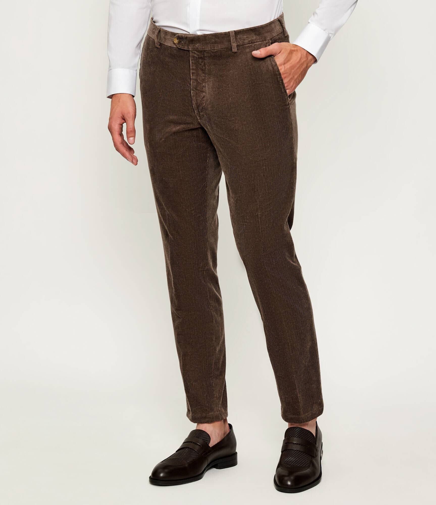 Oscar Jacobson Pantaloni Denz | Slim Fit | catifea reiată