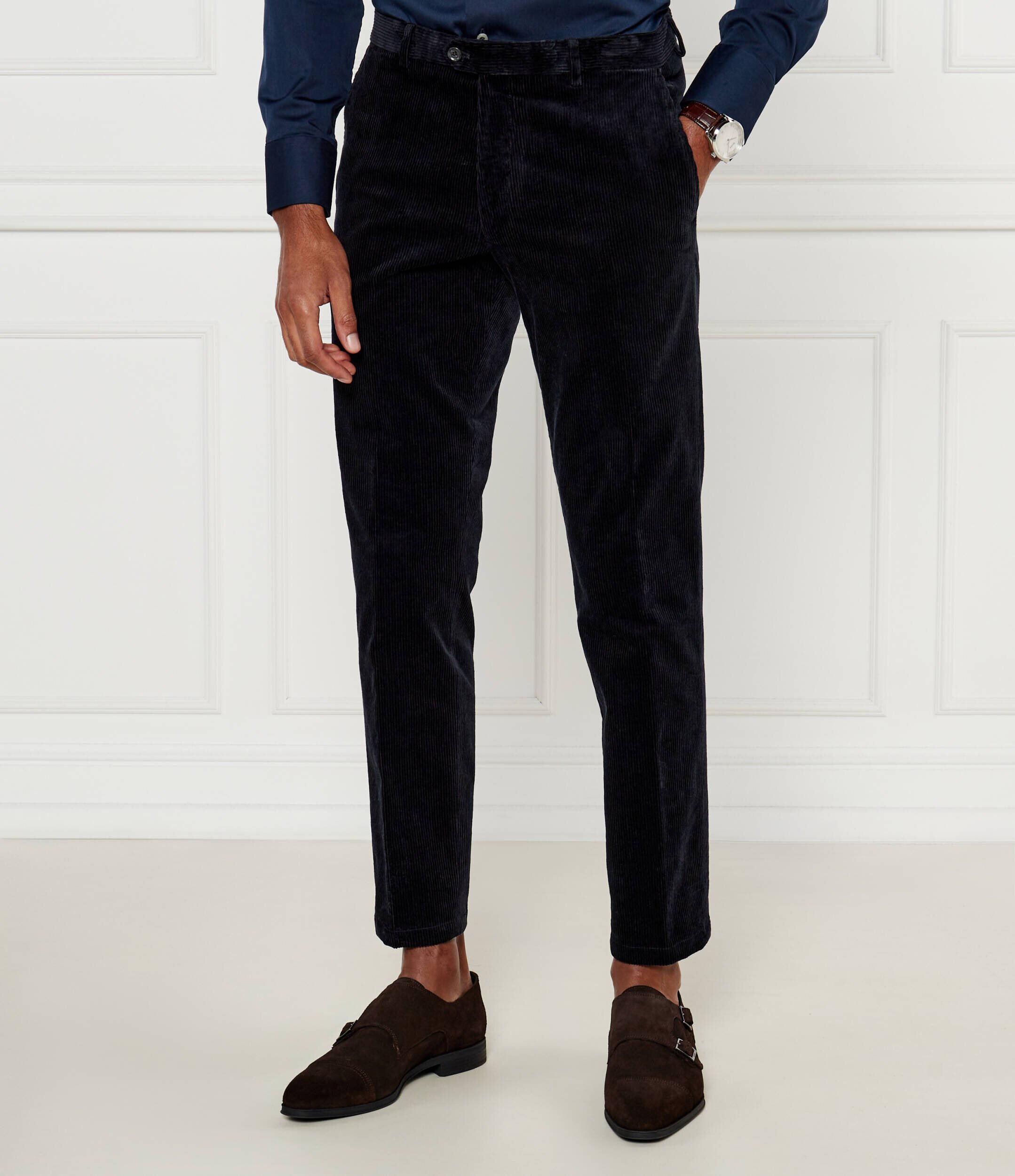 Oscar Jacobson Pantaloni Denz | Slim Fit | catifea reiată