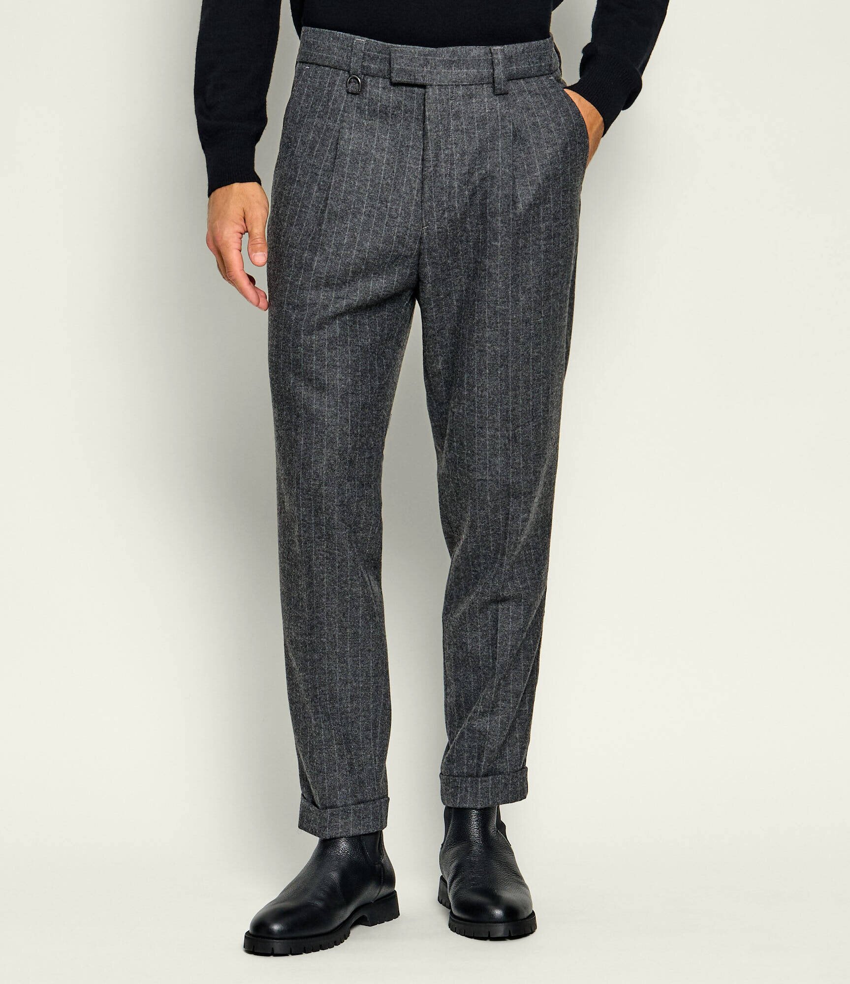 PAOLO PECORA Pantaloni | Tapered fit cu adaos de lână