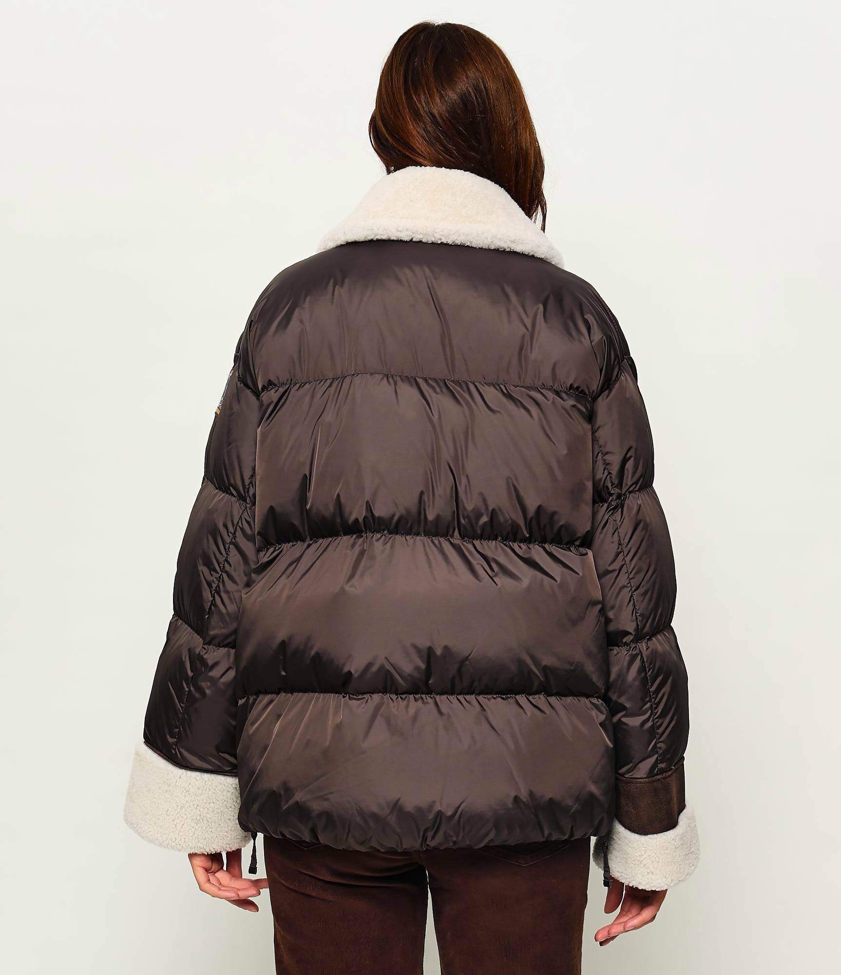 PARAJUMPERS Geacă de puf CHYNA | shearling | regular fit cu adaos de piele