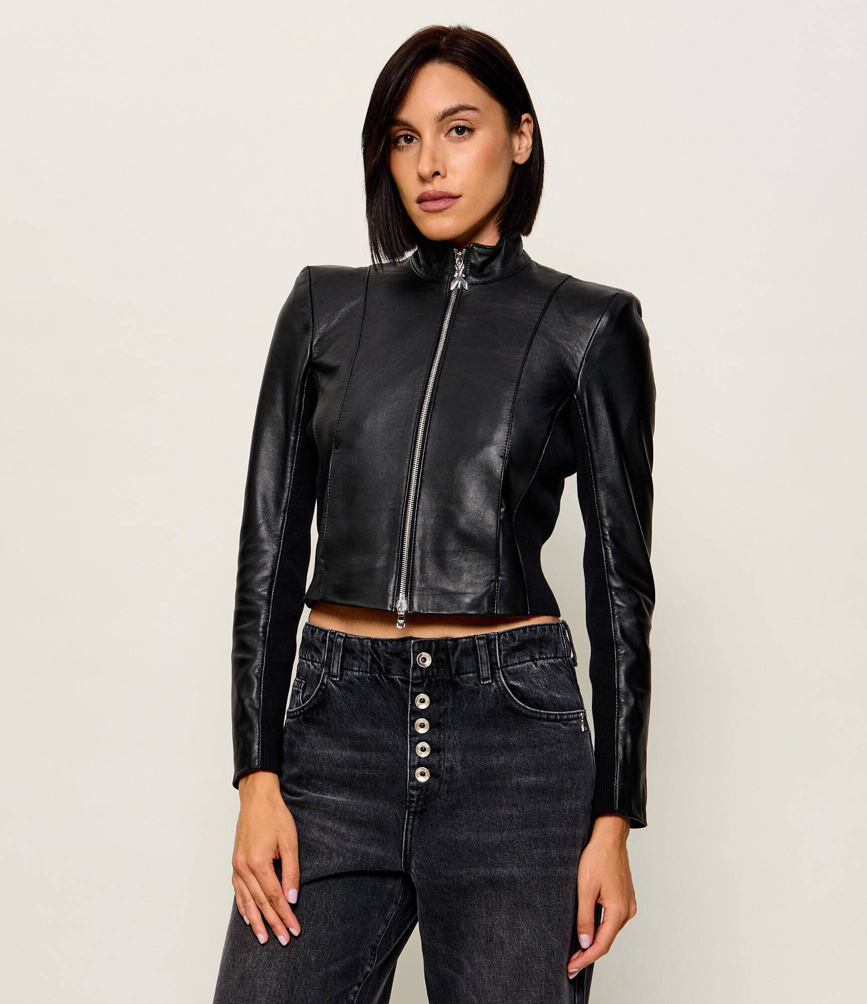 Patrizia Pepe Geacă de piele | Cropped Fit