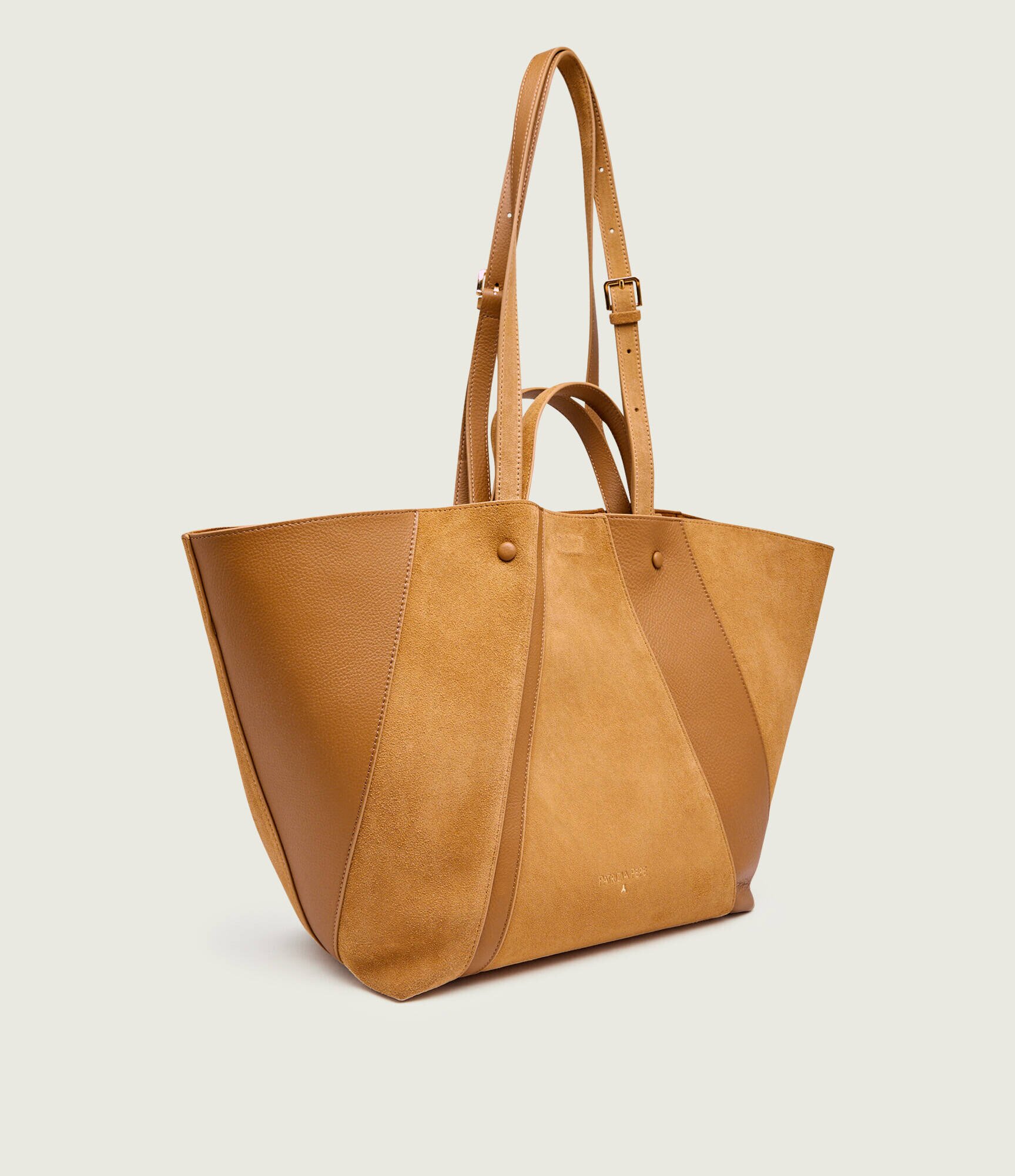 Patrizia Pepe Geantă shopper + borsetă (In)Complete | piele întoarsă cu adaos de piele