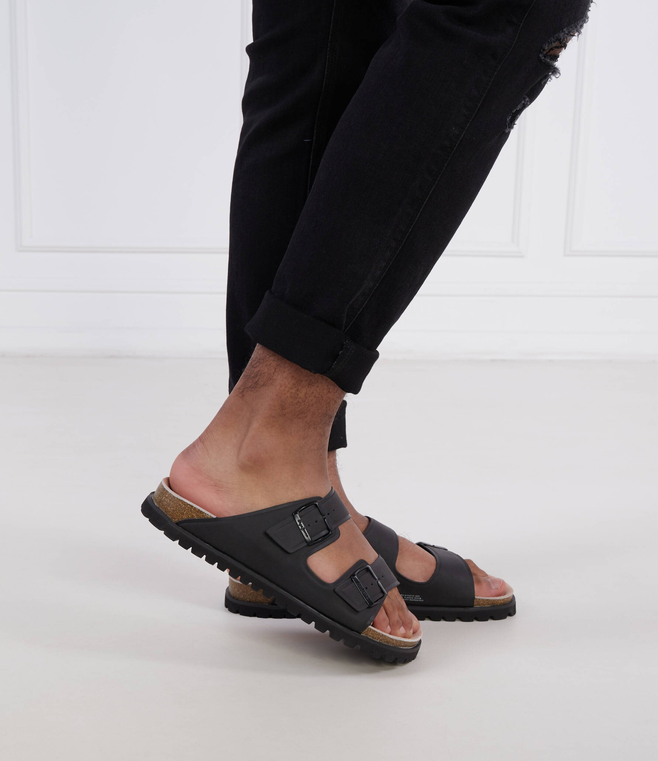 Pepe Jeans London Șlapi URBAN SANDAL BASIC EMBOED cu adaos de piele