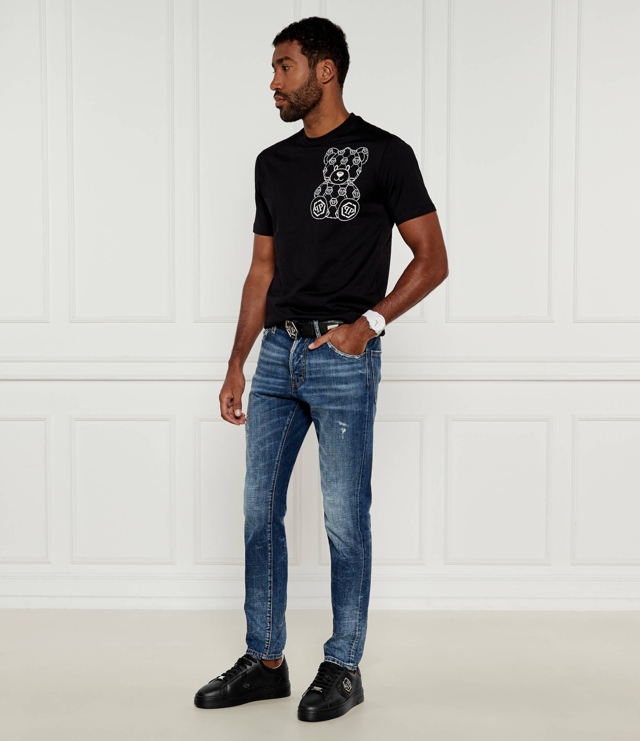 Philipp Plein De piele sneakers Strass Hexagon