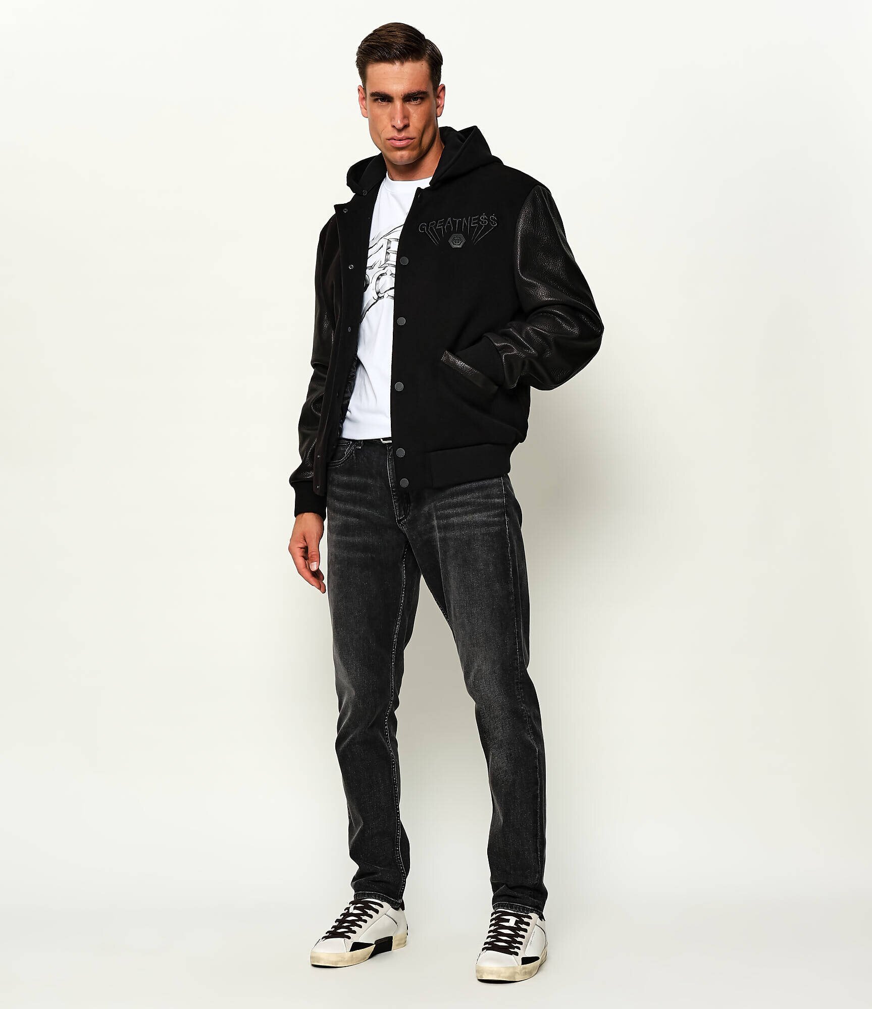 Philipp Plein Geacă bomber | regular fit cu adaos de piele