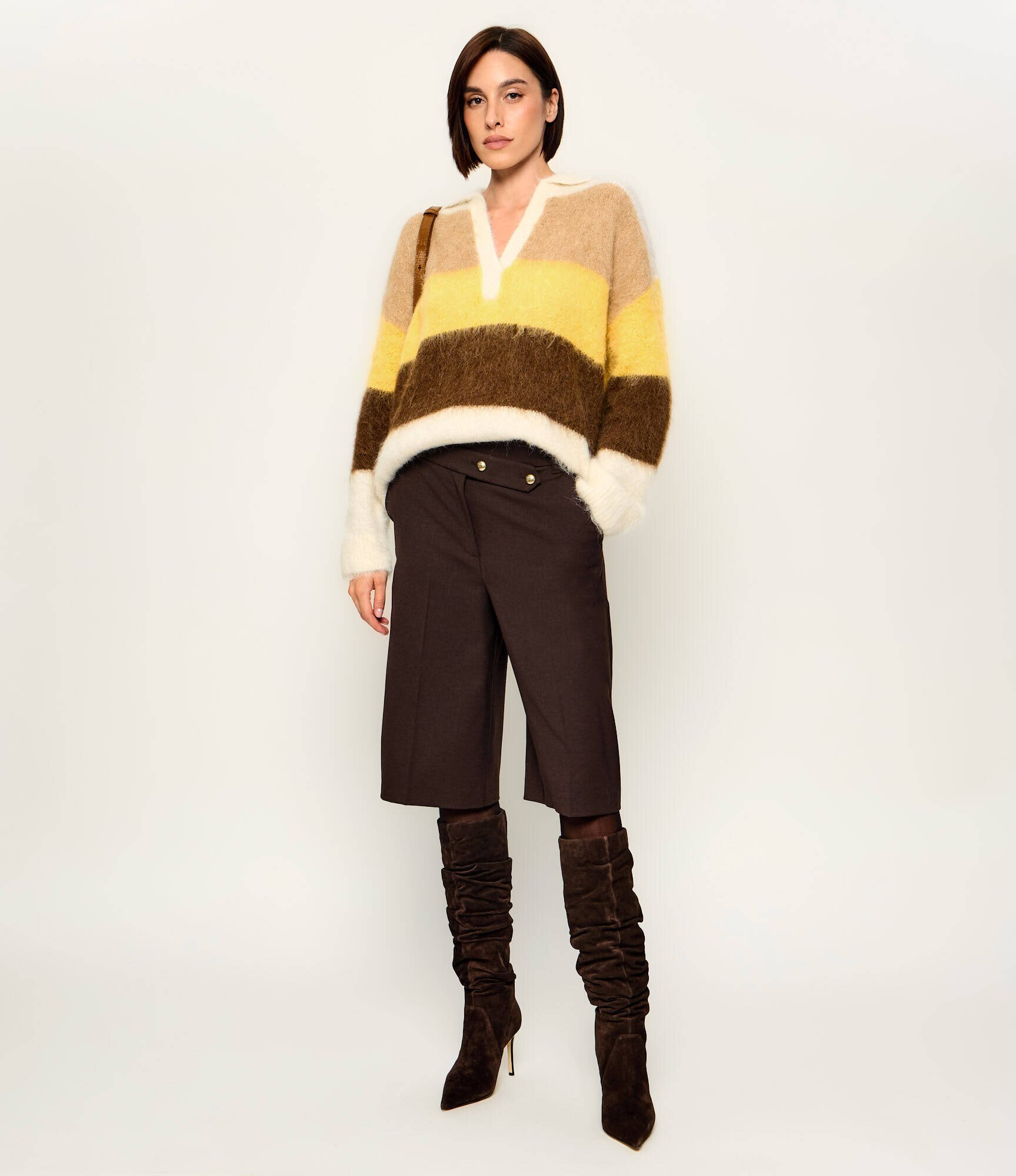 Pinko Bermude Merlot | Relaxed fit cu adaos de lână