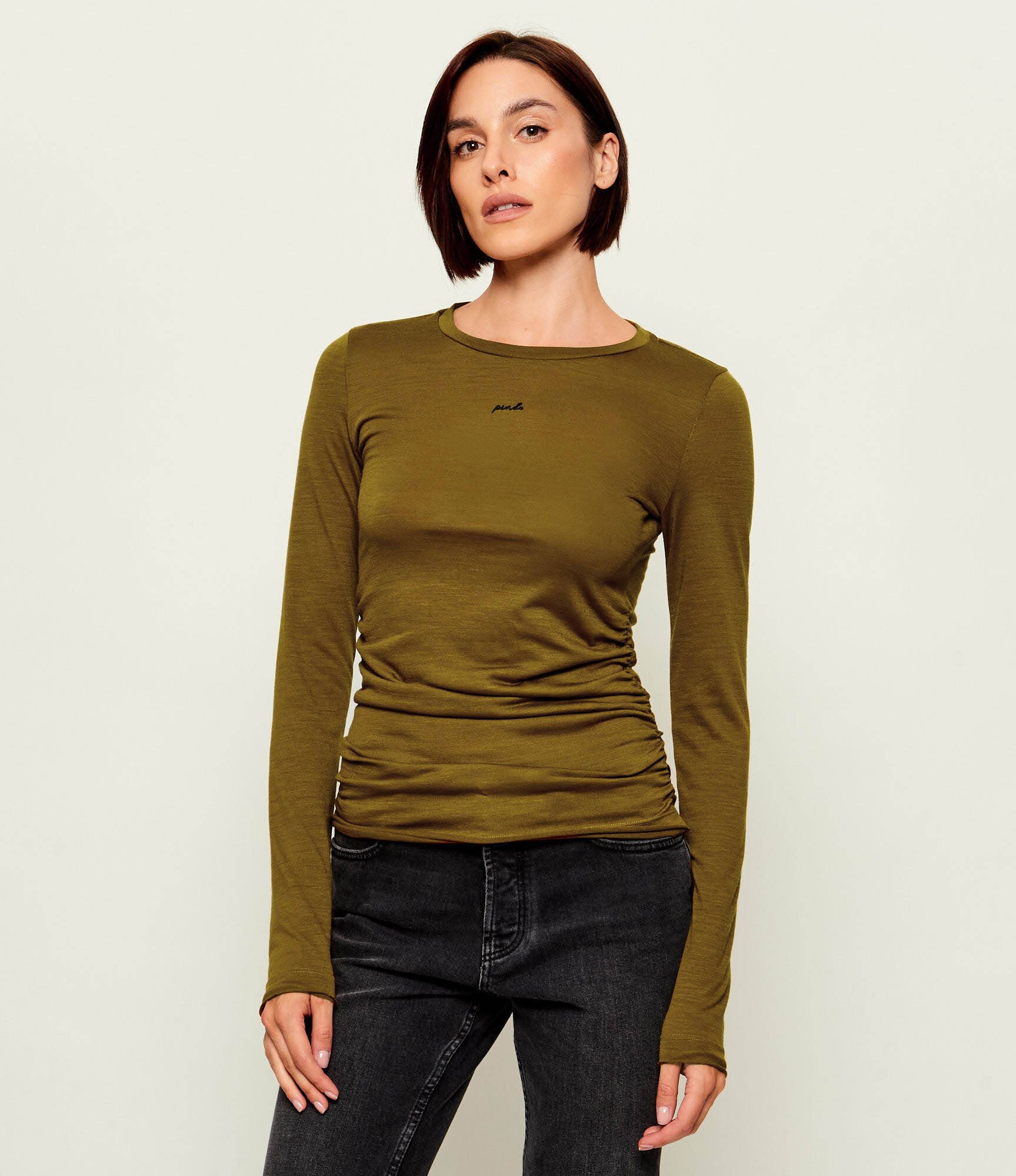 Pinko Bluză Perle | Slim Fit cu adaos de lână