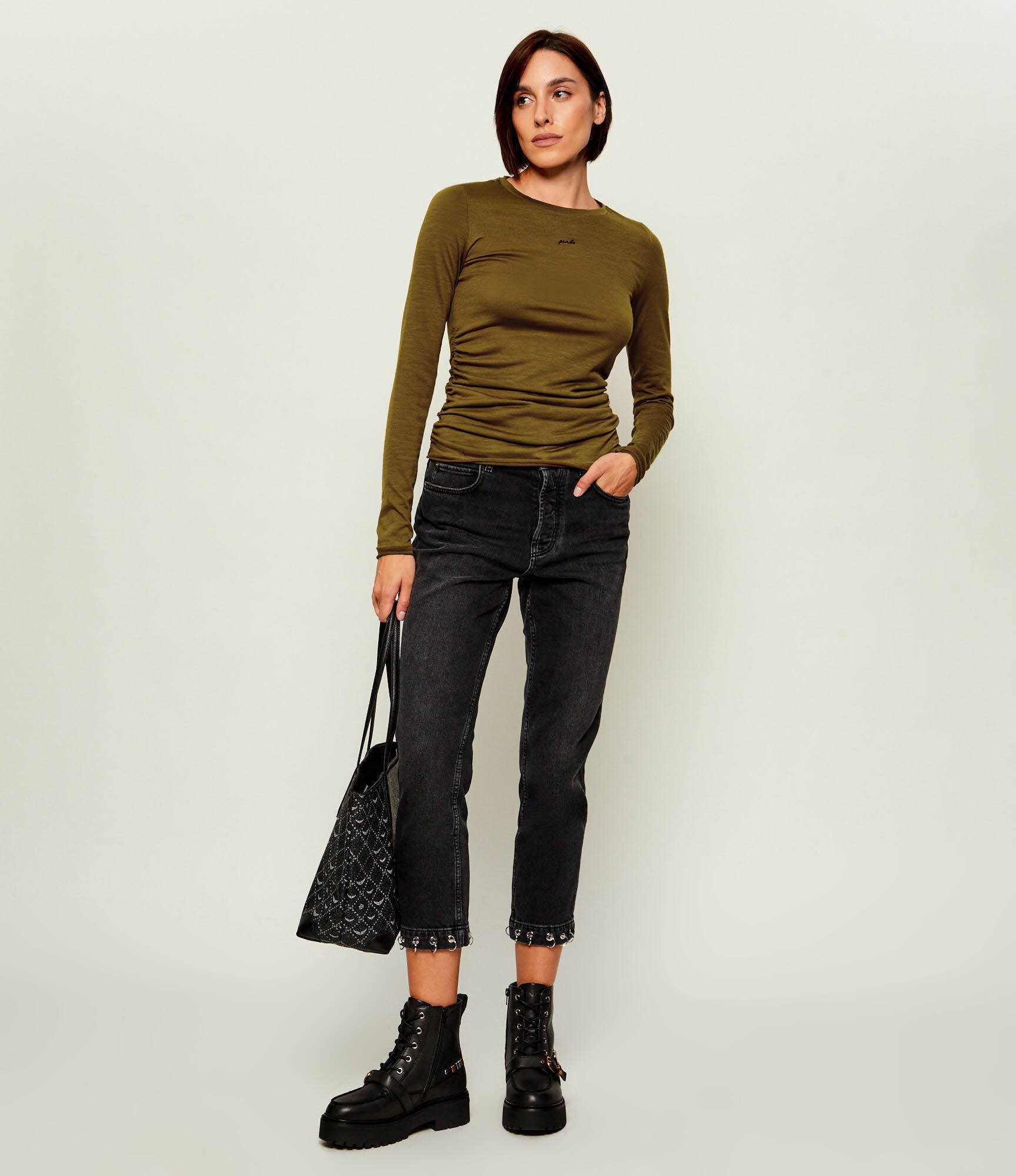 Pinko Bluză Perle | Slim Fit cu adaos de lână