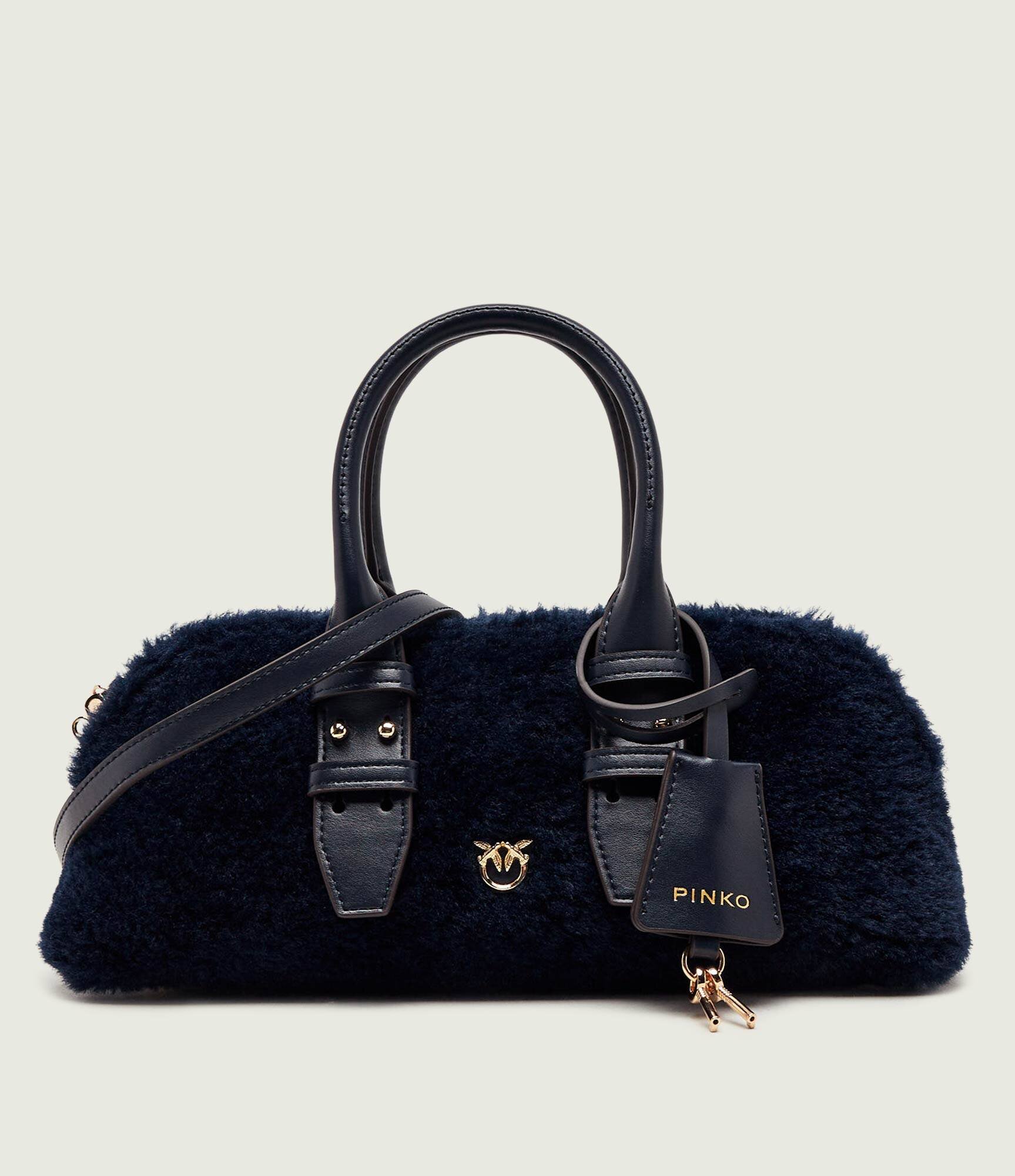 Pinko Cufăr Bowling Bag Horizontal Imitati | shearling cu adaos de piele
