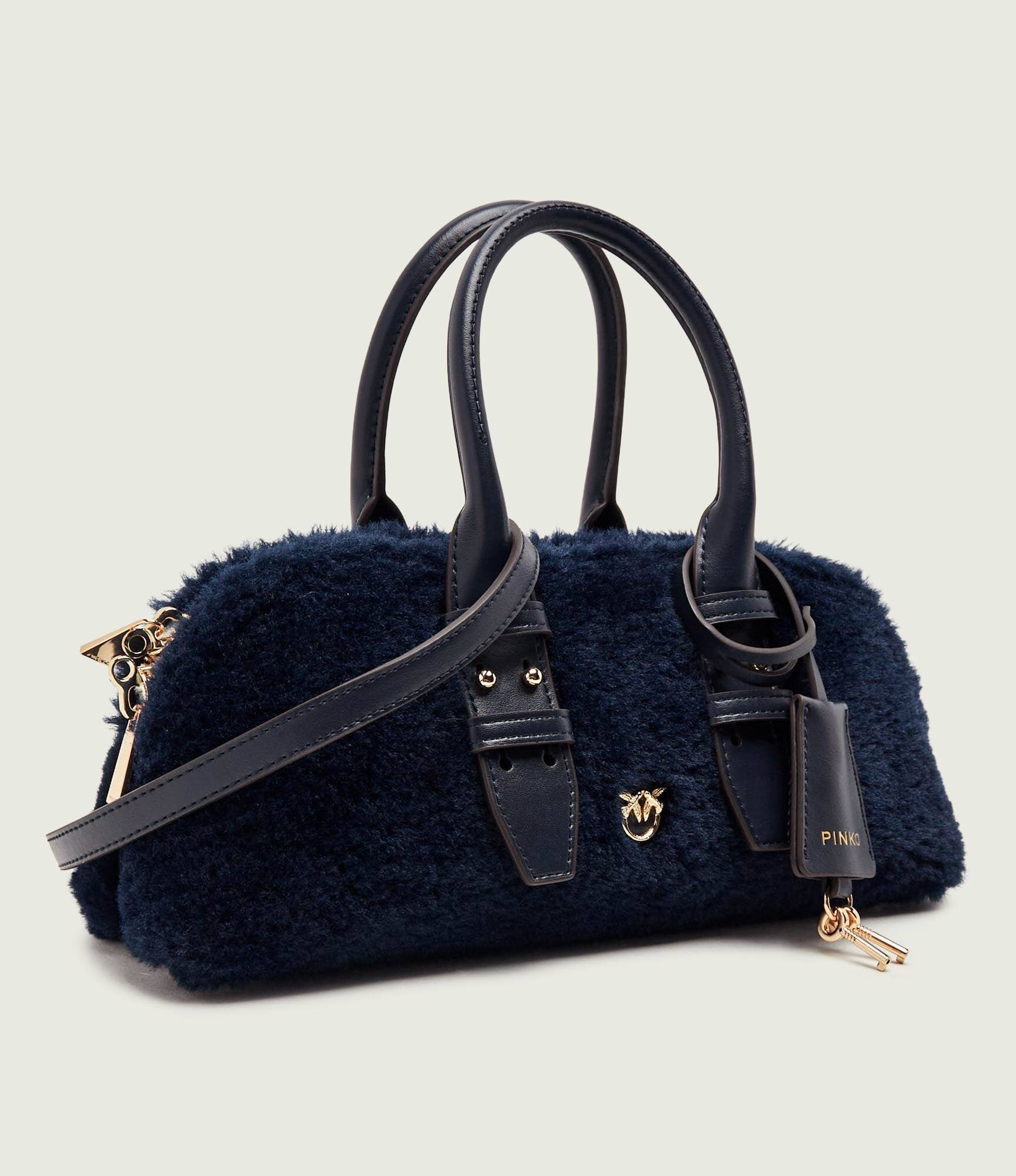 Pinko Cufăr Bowling Bag Horizontal Imitati | shearling cu adaos de piele
