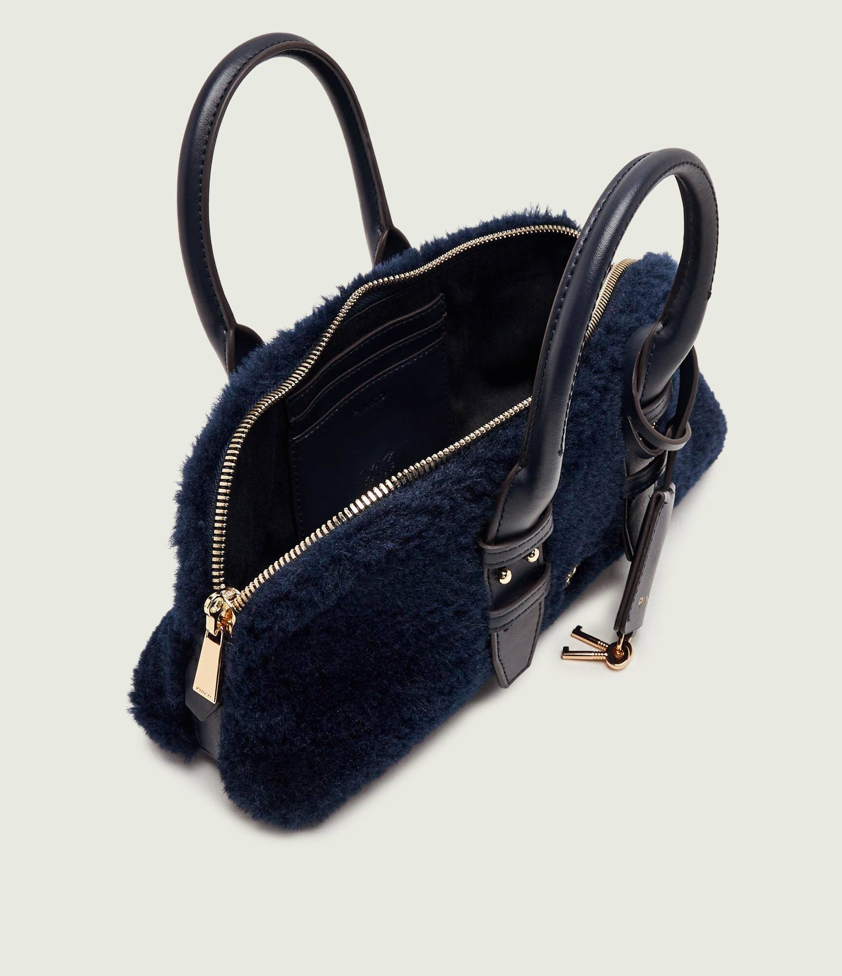 Pinko Cufăr Bowling Bag Horizontal Imitati | shearling cu adaos de piele