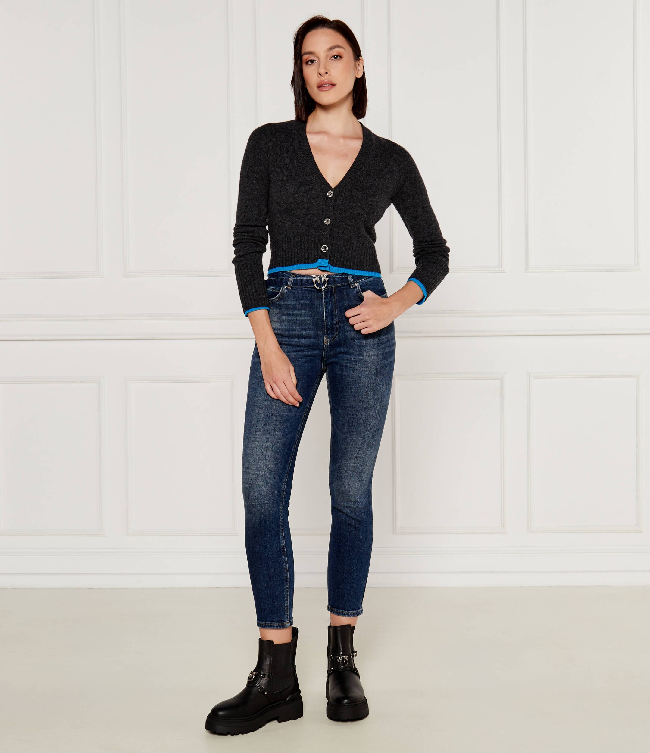 Pinko De lână cardigan CHAUSIE | Cropped Fit cu adaos de cașmir