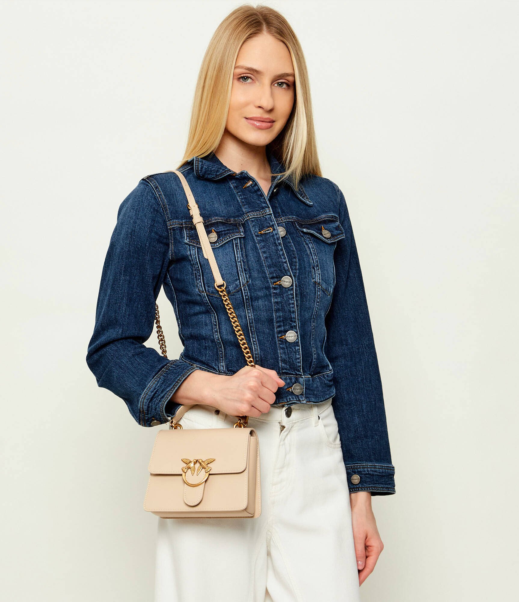 Pinko De piele cufăr Love One Top Handle Mini