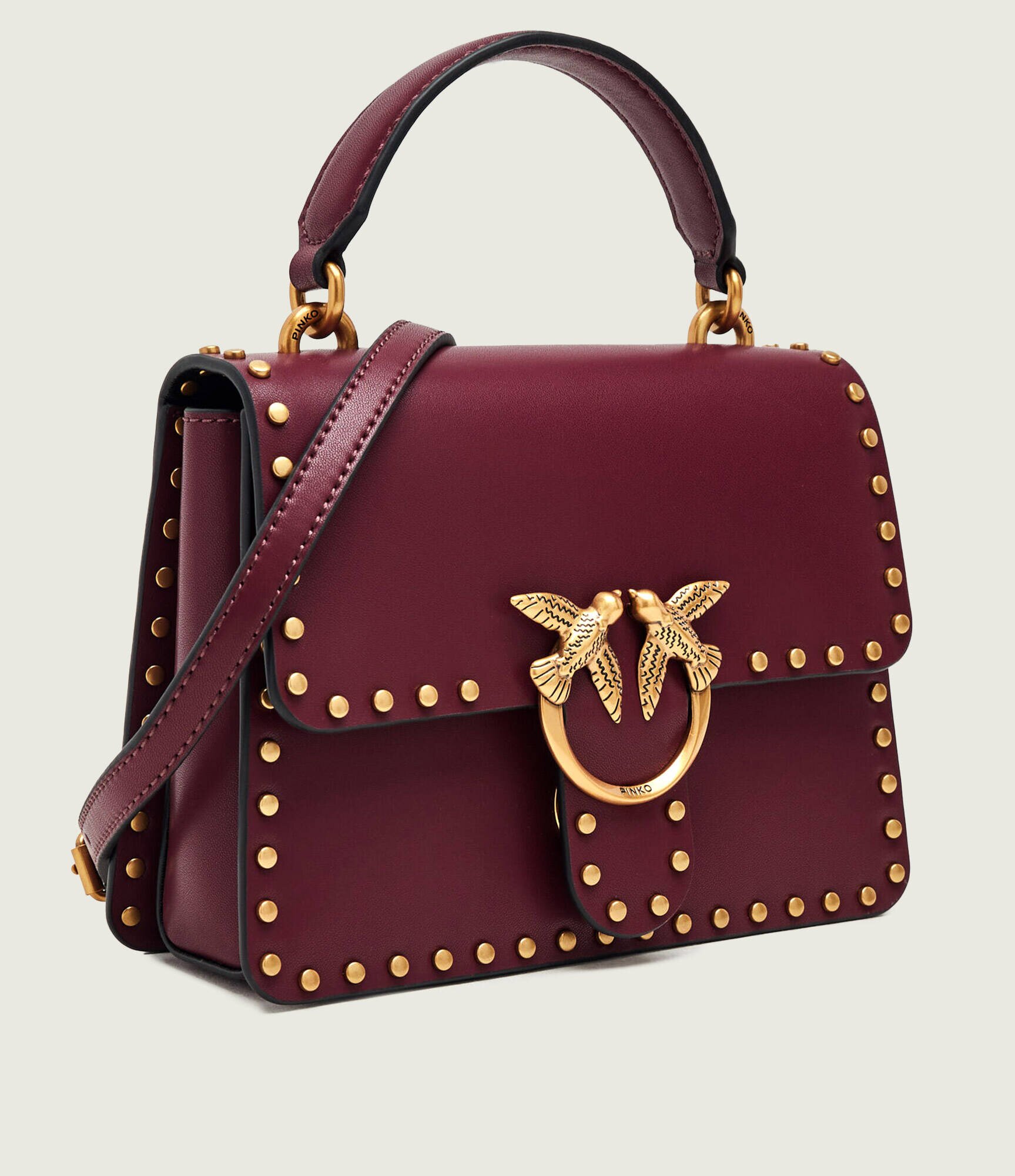 Pinko De piele cufăr top Handle Mini Light Studs
