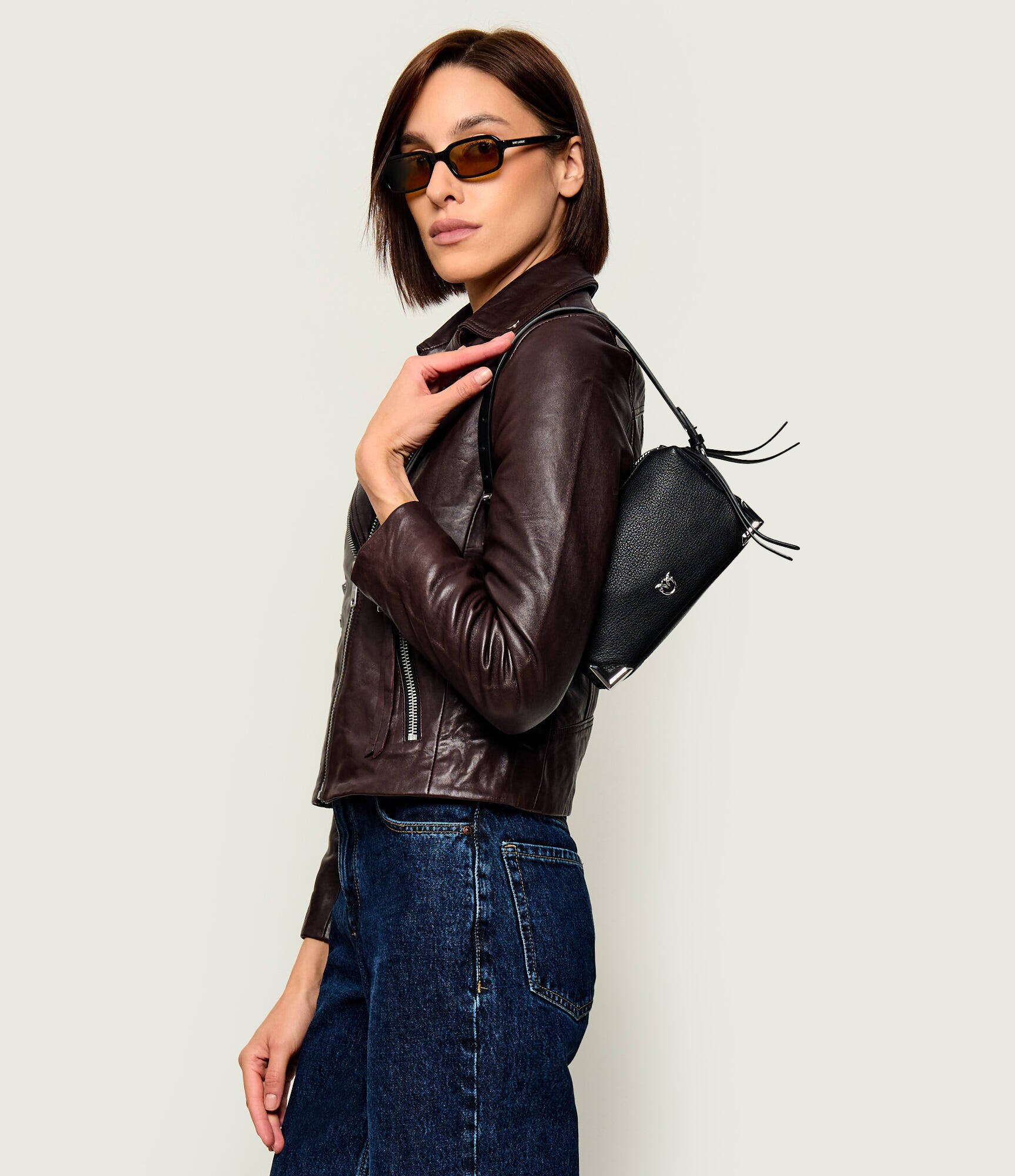 Pinko De piele geantă pe umăr Bauletto Trittico Mini