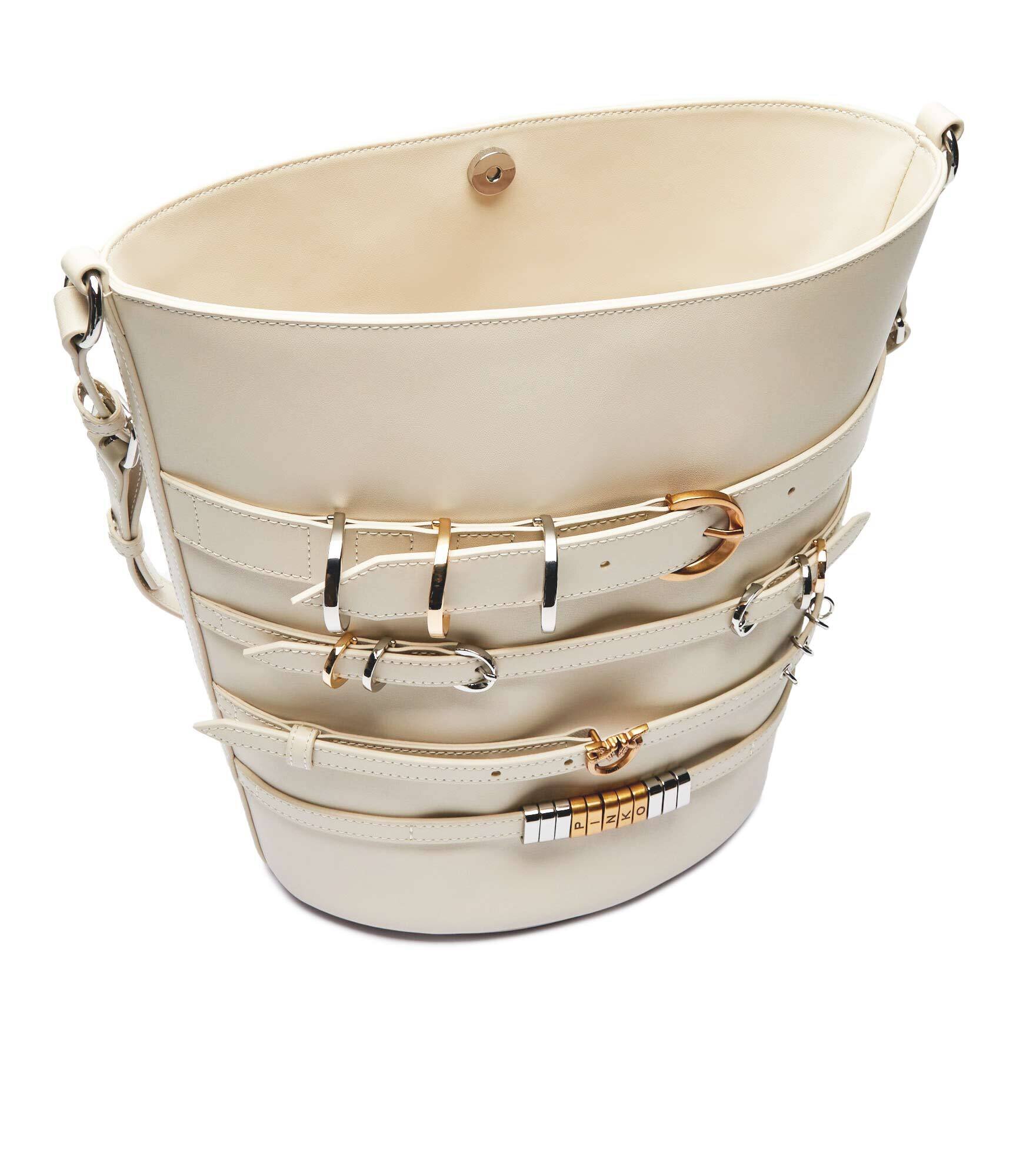 Pinko De piele geantă pe umăr Belts Bucket