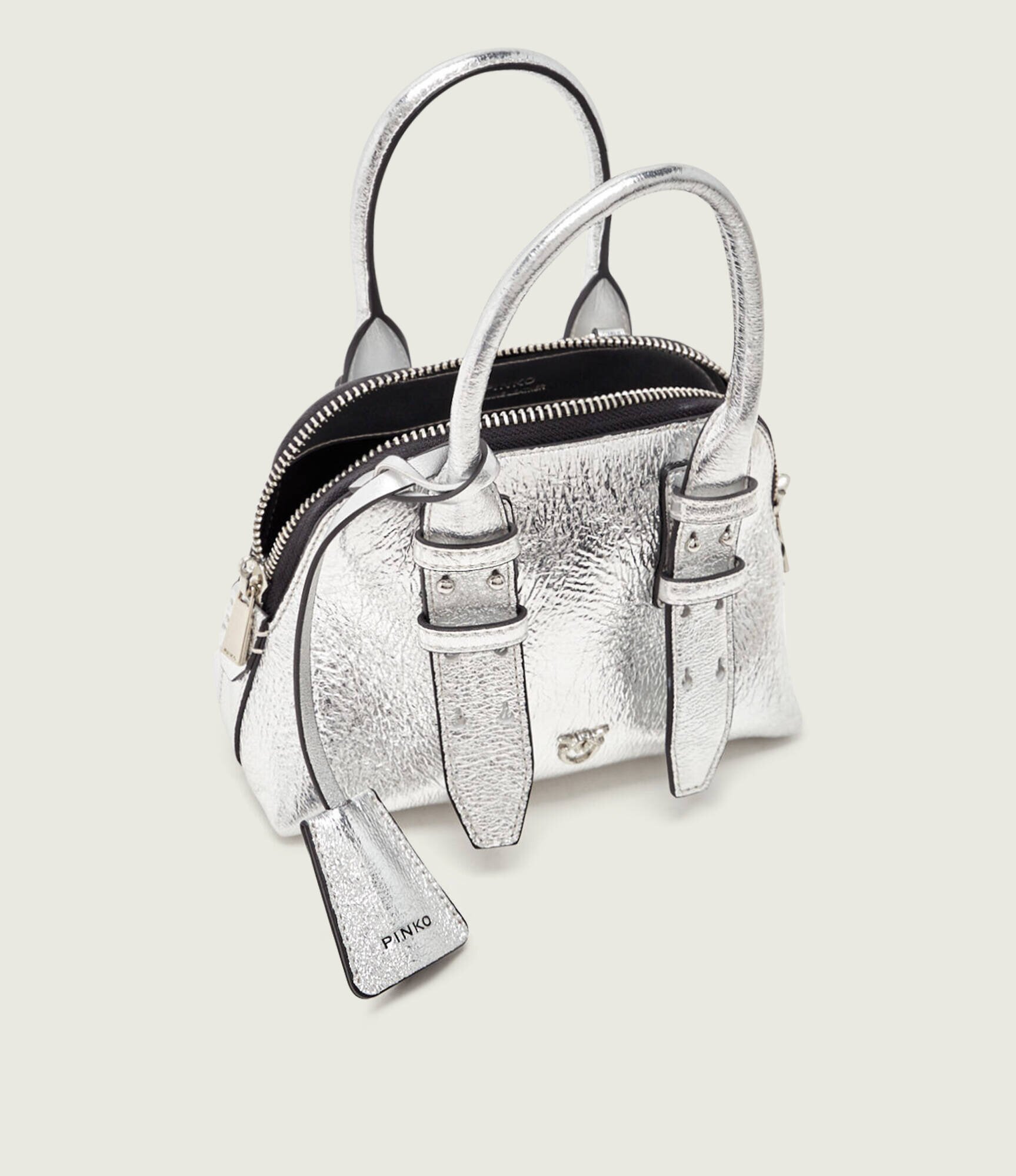 Pinko De piele geantă pe umăr BOWLING BAG ZIP MINI