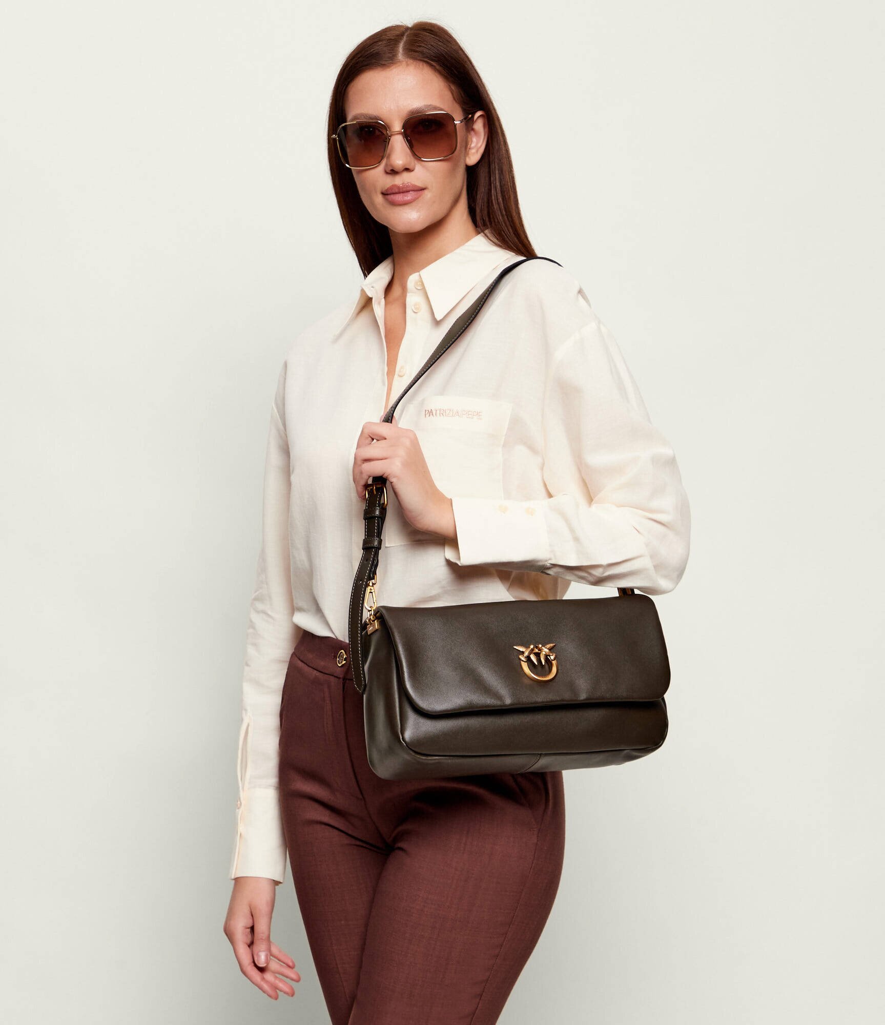 Pinko De piele geantă pe umăr CLICK SOFT
