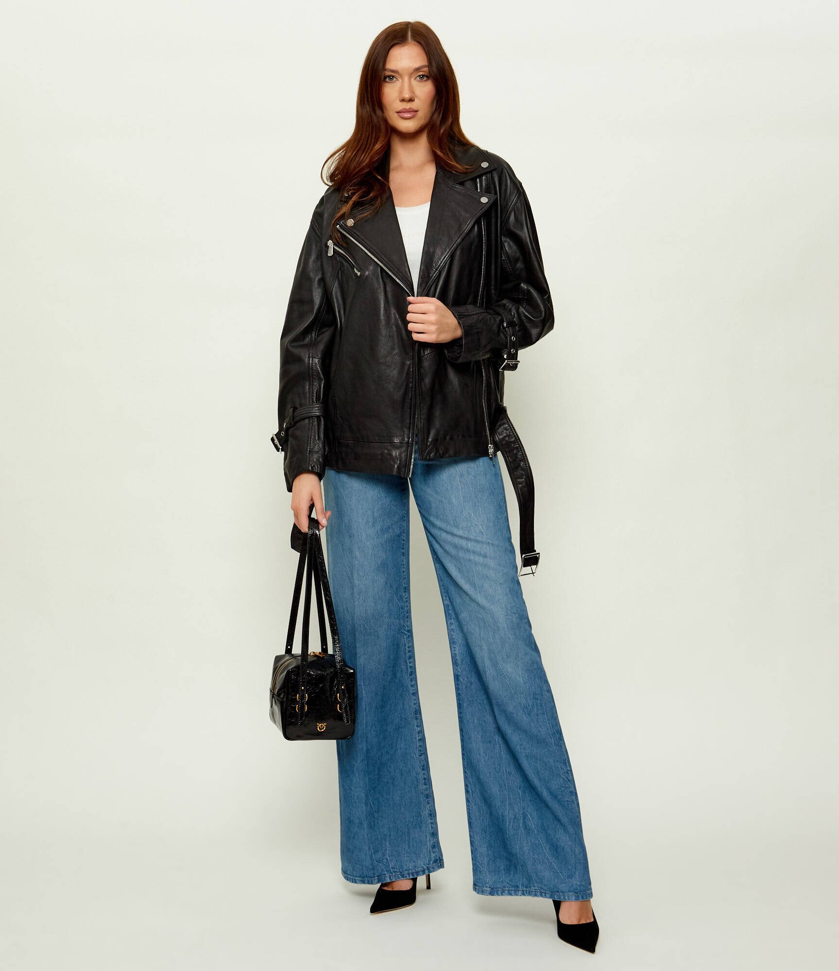 Pinko De piele geantă pe umăr CUBIC SHINY