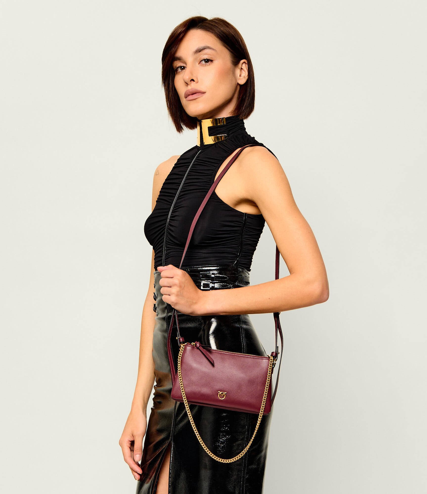 Pinko De piele geantă pe umăr Double Mini