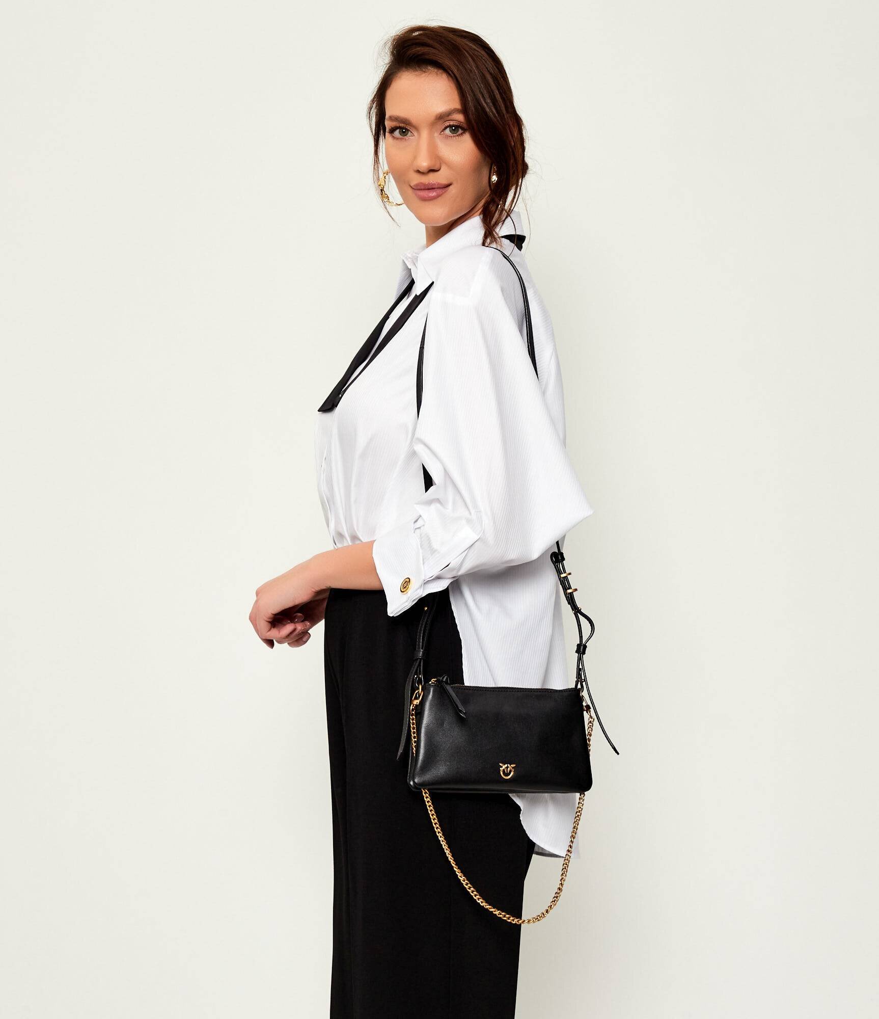Pinko De piele geantă pe umăr Double Mini